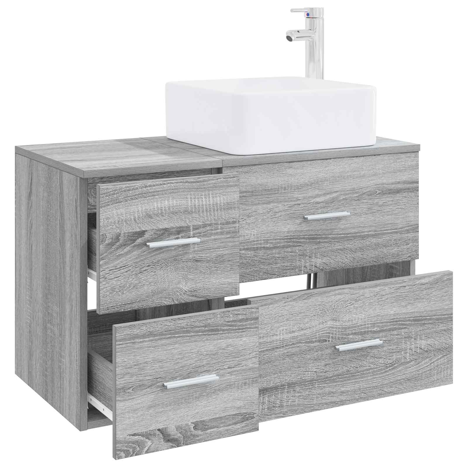 Badezimmermöbel-Set 2 stk. Grau Sonoma Holzwerkstoff