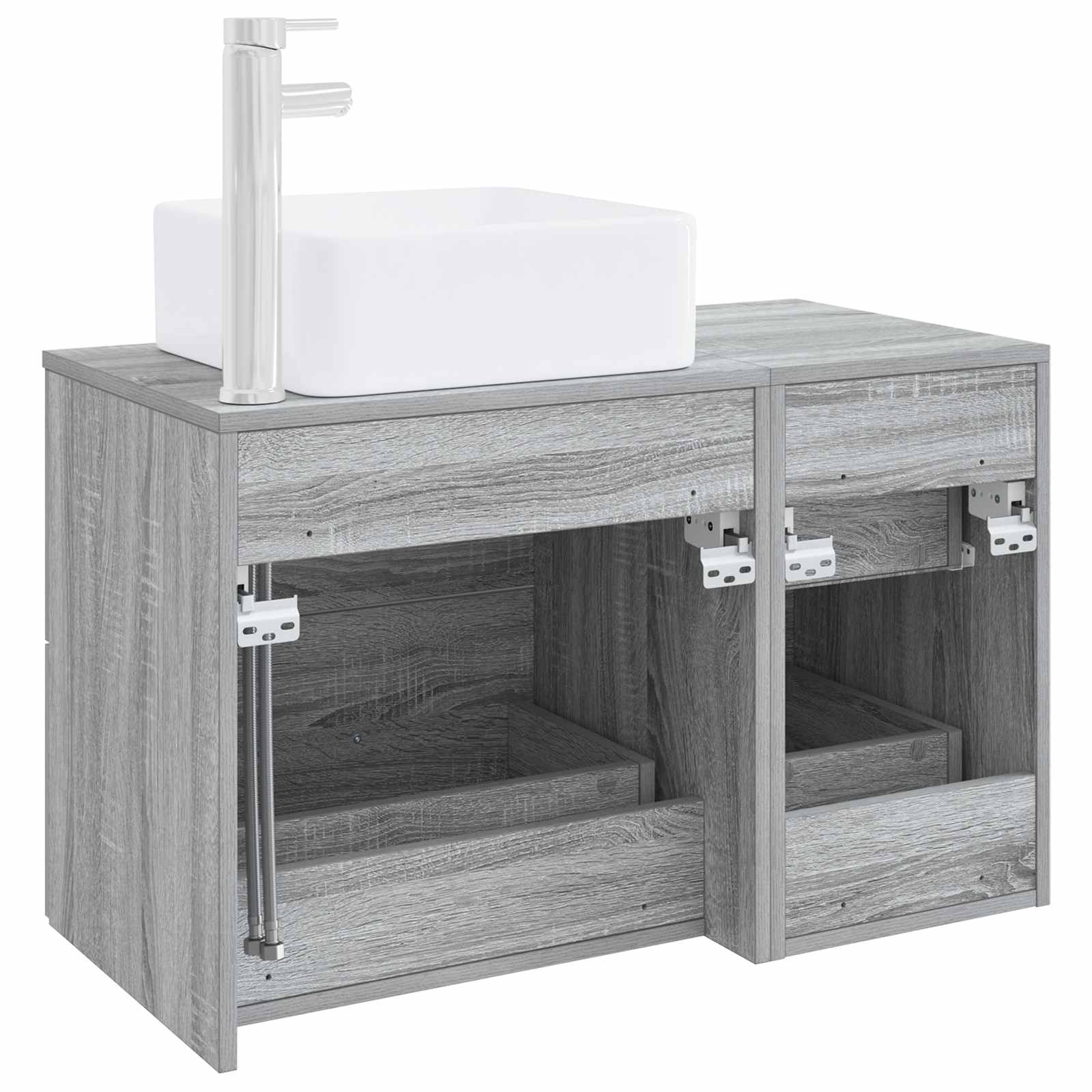 Badezimmermöbel-Set 2 stk. Grau Sonoma Holzwerkstoff
