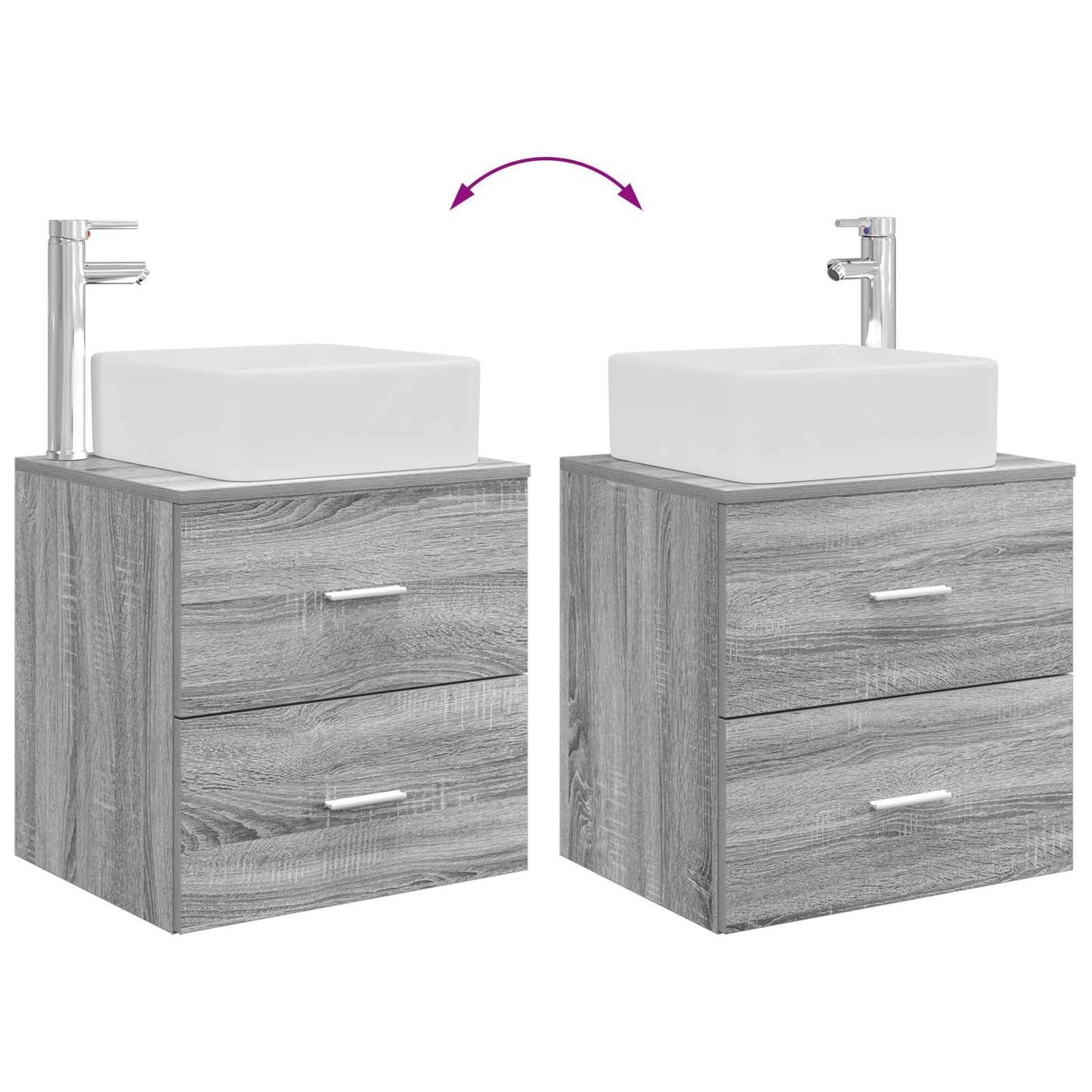Badezimmermöbel-Set 2 stk. Grau Sonoma Holzwerkstoff
