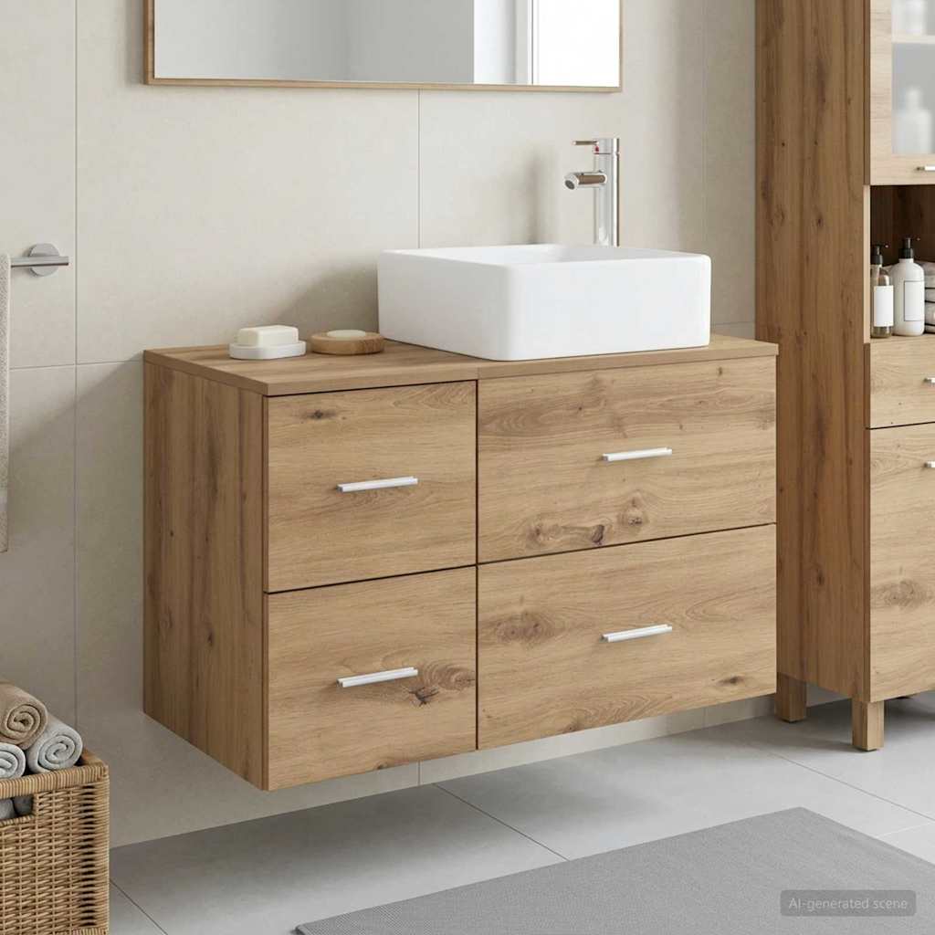 Badezimmermöbel-Set 2 Stk. Artisan-Eiche Holzwerkstoff