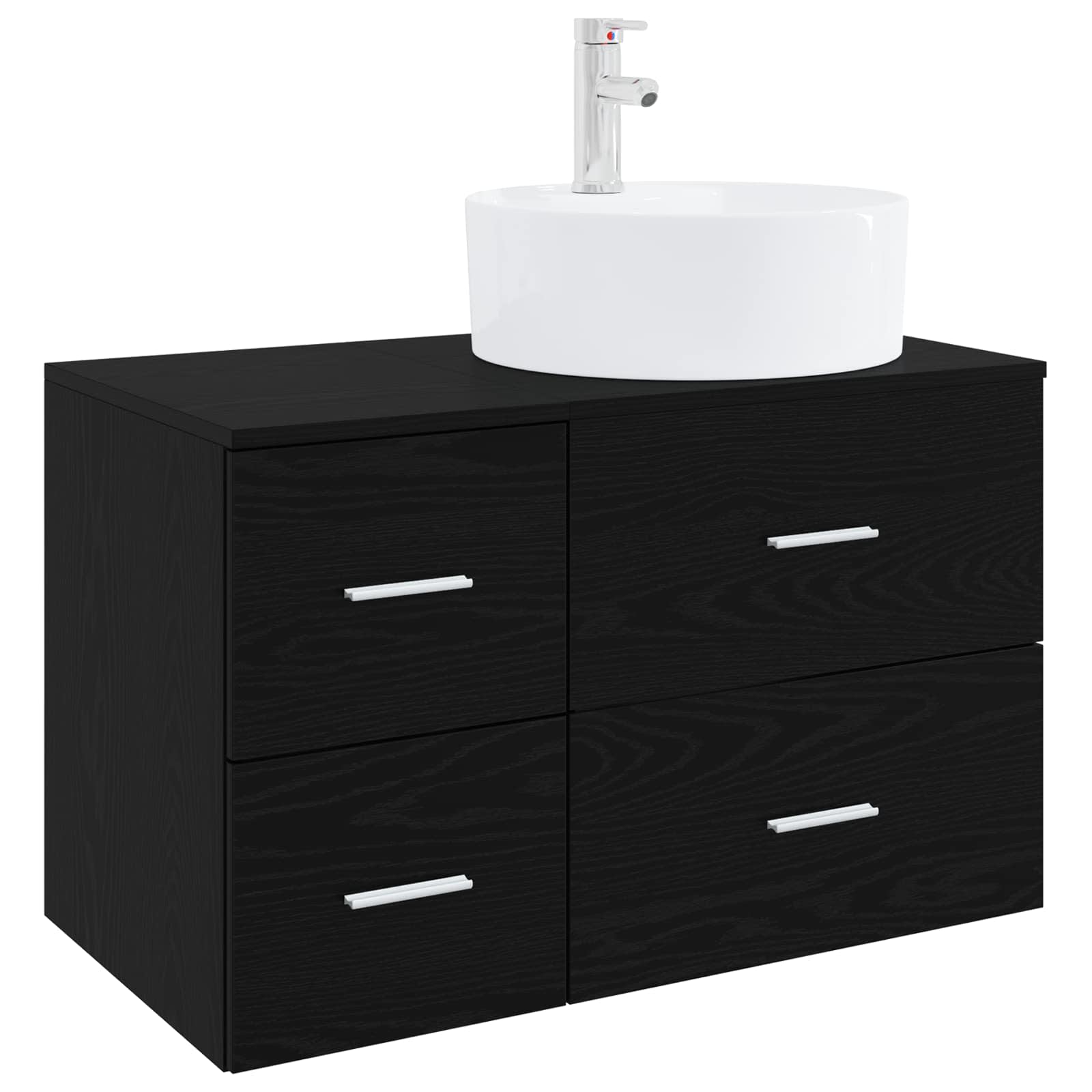 Badezimmermöbel-Set 2 stk. Schwarze Eiche Holzwerkstoff