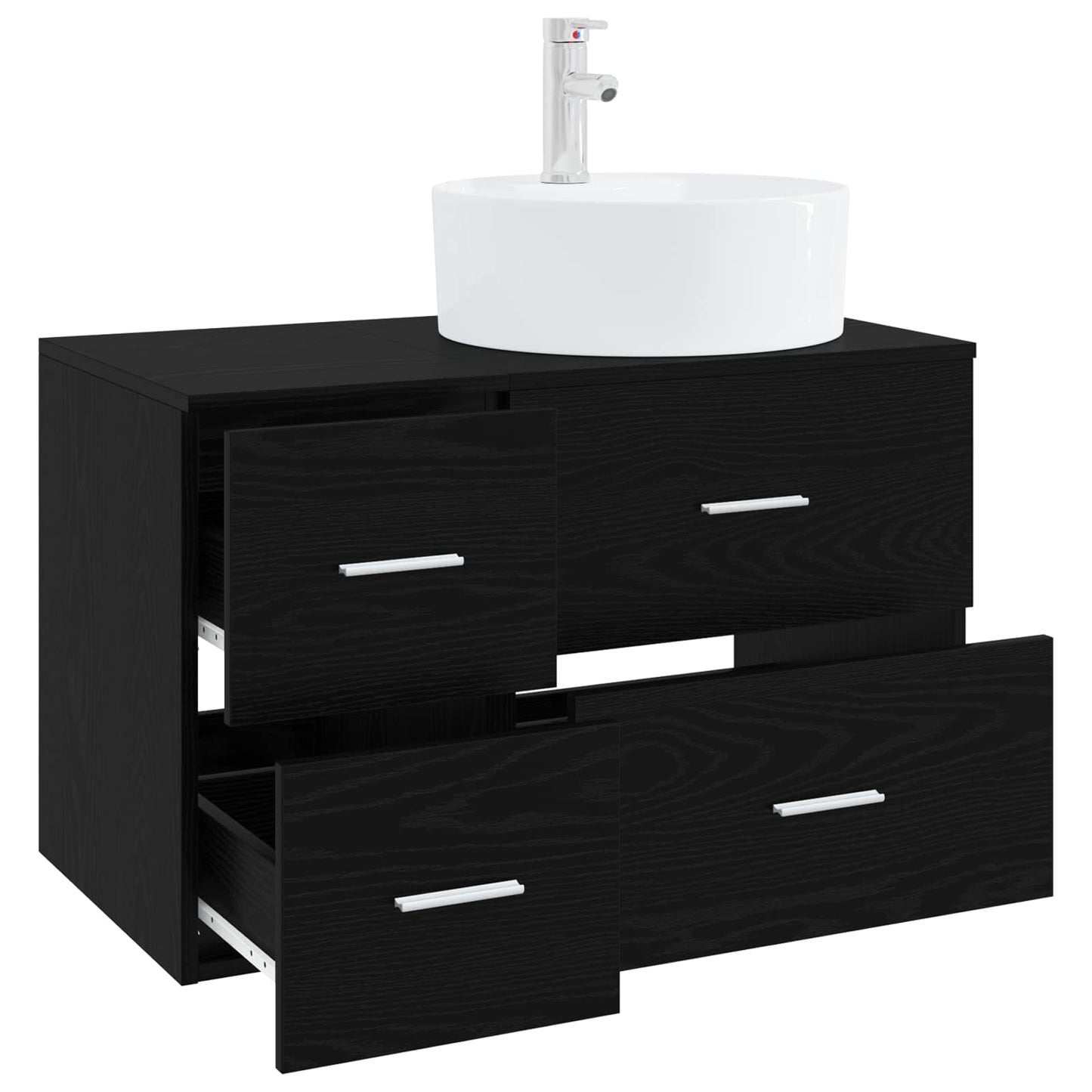 Badezimmermöbel-Set 2 stk. Schwarze Eiche Holzwerkstoff