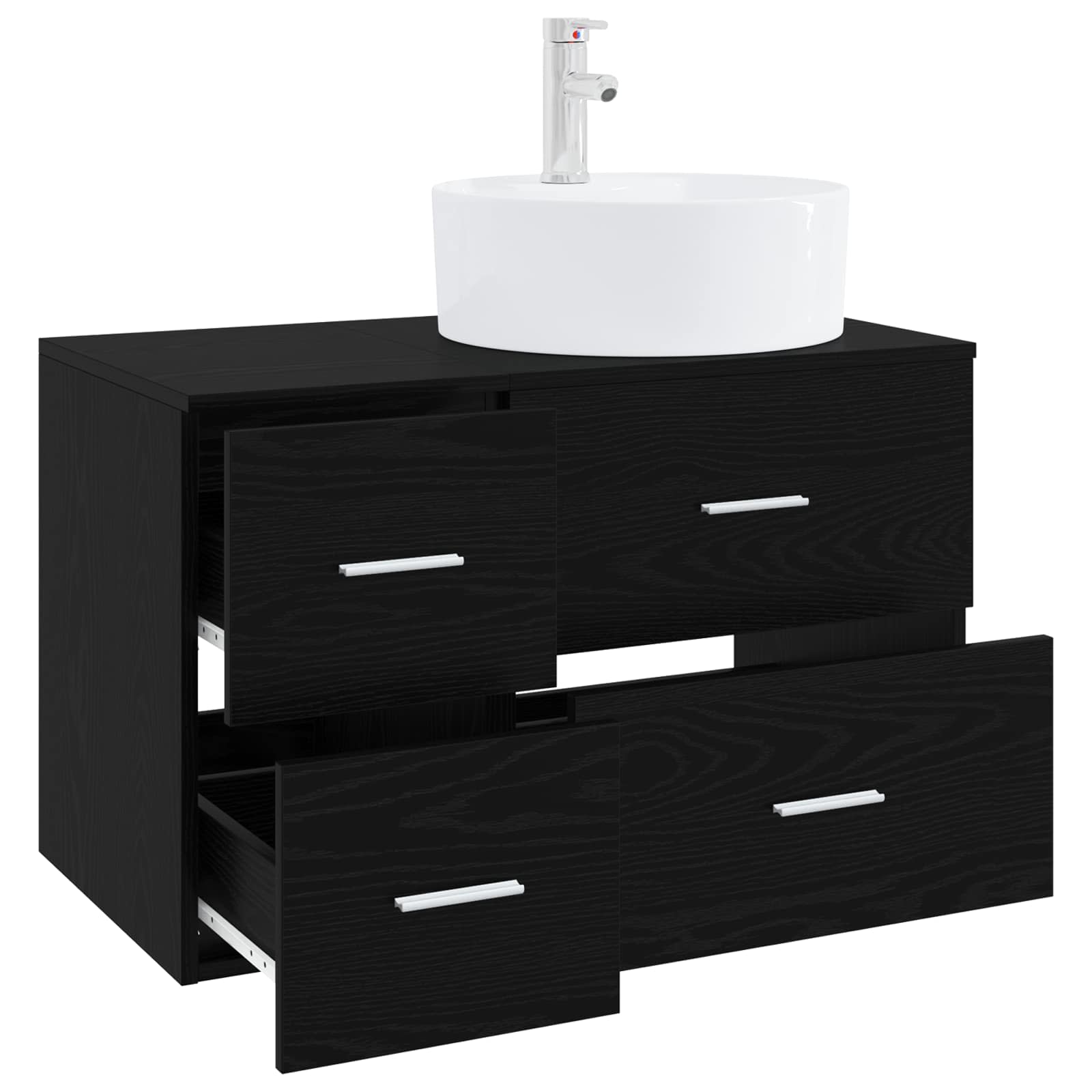 Badezimmermöbel-Set 2 stk. Schwarze Eiche Holzwerkstoff