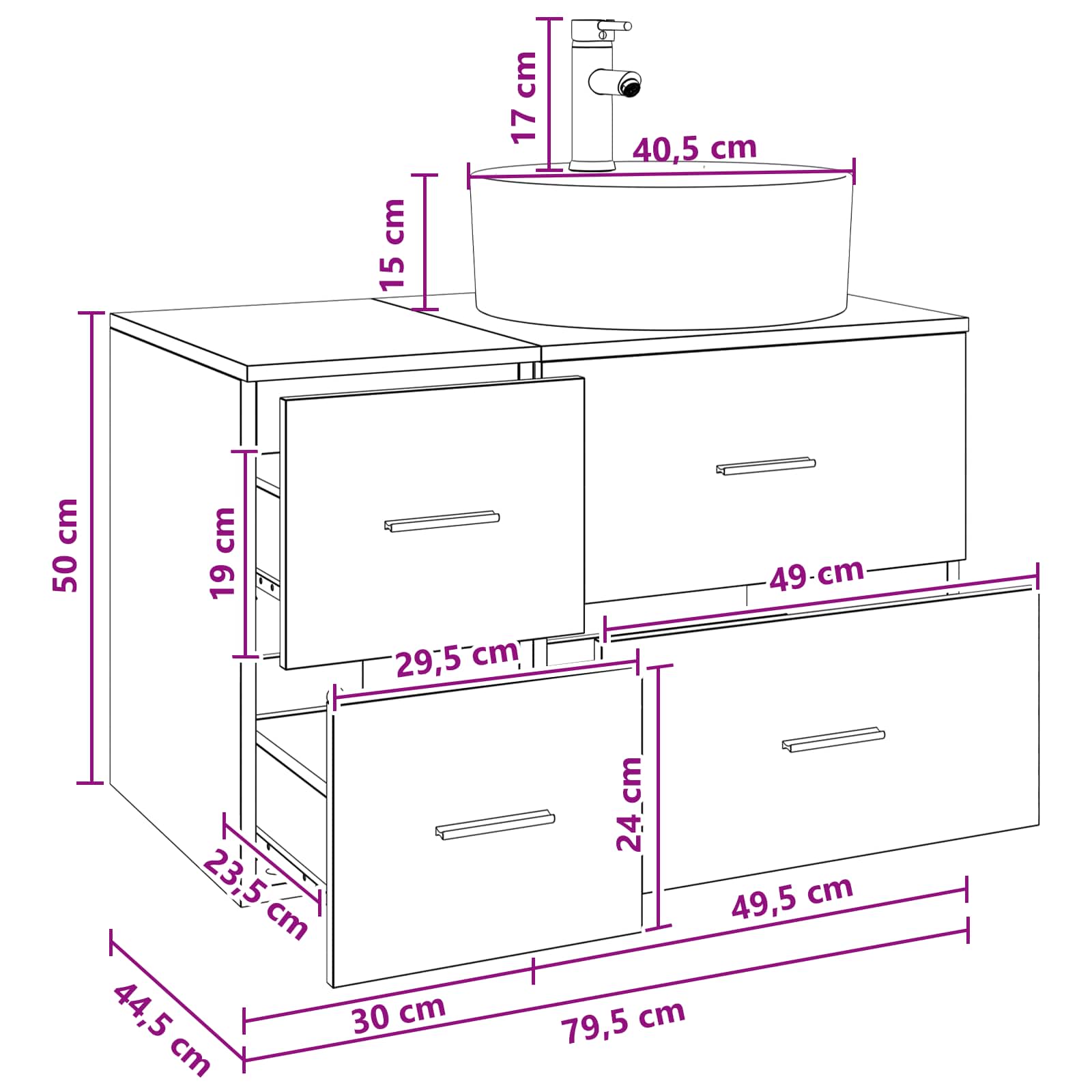 Badezimmermöbel-Set 2 stk. Schwarze Eiche Holzwerkstoff