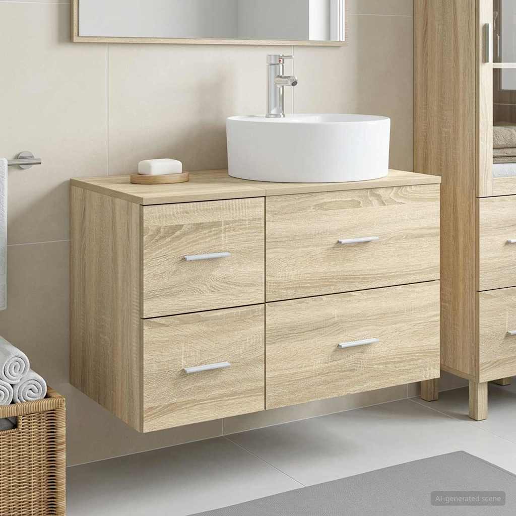 Badezimmermöbel-Set 2 stk. Sonoma-Eiche Holzwerkstoff
