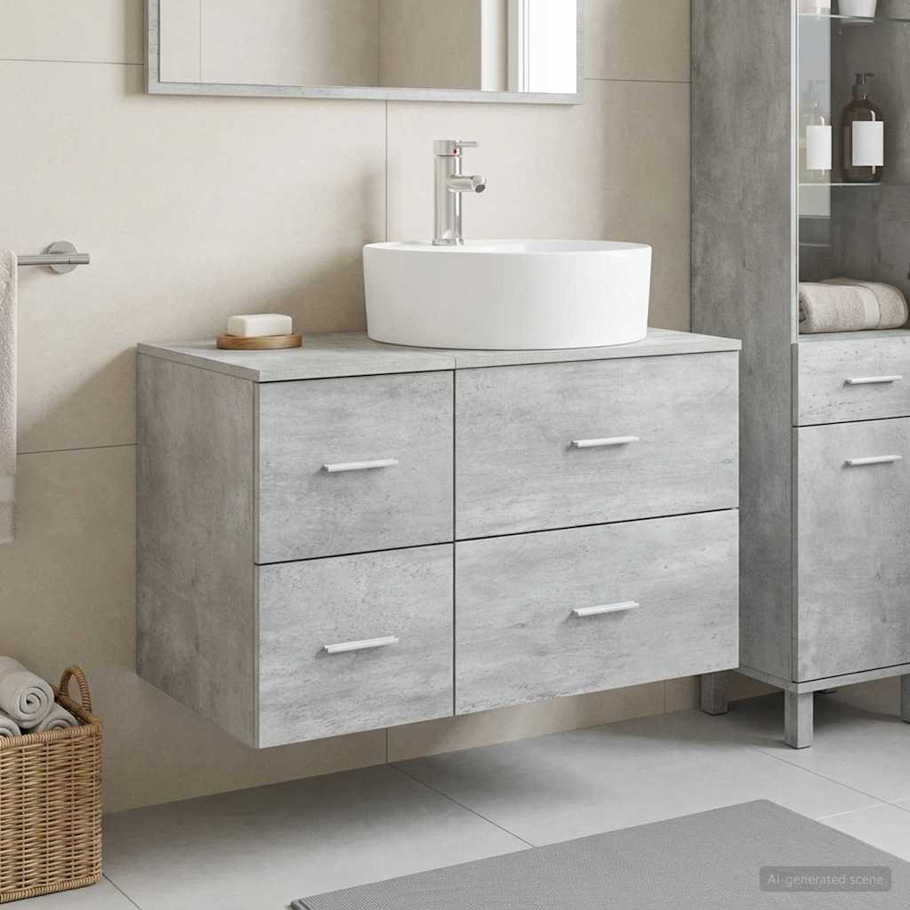 Badezimmermöbel-Set 2 stk. Betongrau Holzwerkstoff