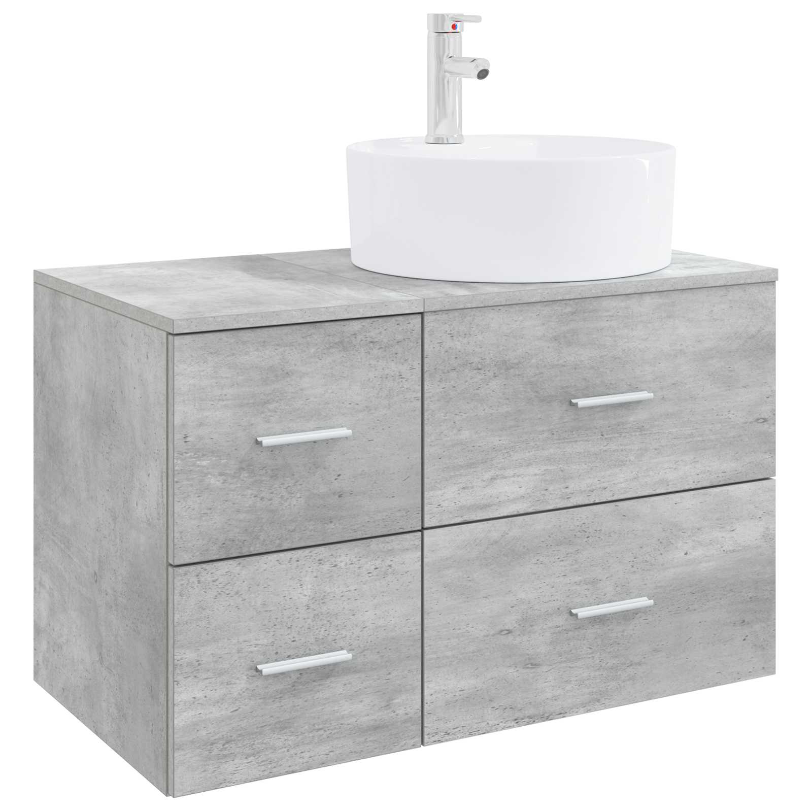 Badezimmermöbel-Set 2 stk. Betongrau Holzwerkstoff