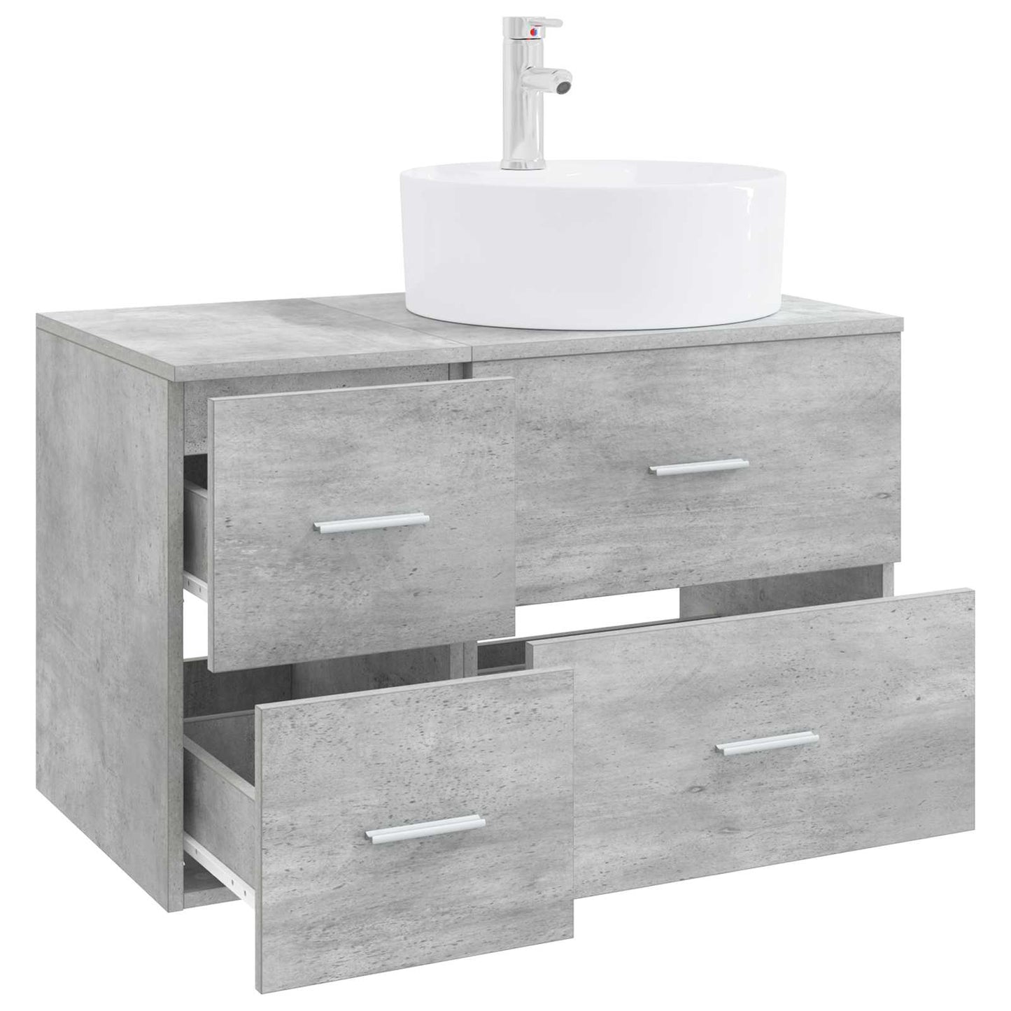 Badezimmermöbel-Set 2 stk. Betongrau Holzwerkstoff
