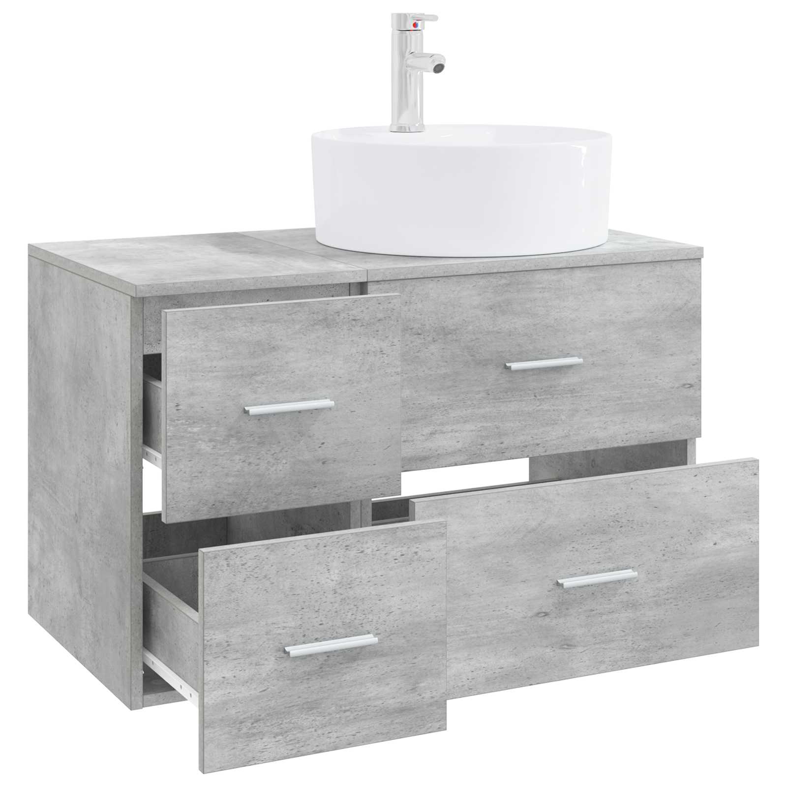 Badezimmermöbel-Set 2 stk. Betongrau Holzwerkstoff
