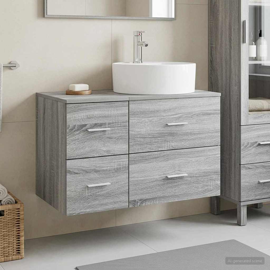 Badezimmermöbel-Set 2 stk. Grau Sonoma Holzwerkstoff