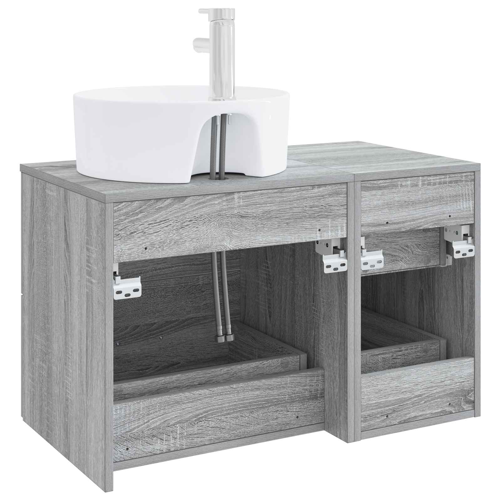 Badezimmermöbel-Set 2 stk. Grau Sonoma Holzwerkstoff