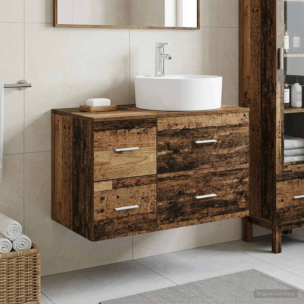 Badezimmermöbel-Set 2 stk. Altholz Holzwerkstoff