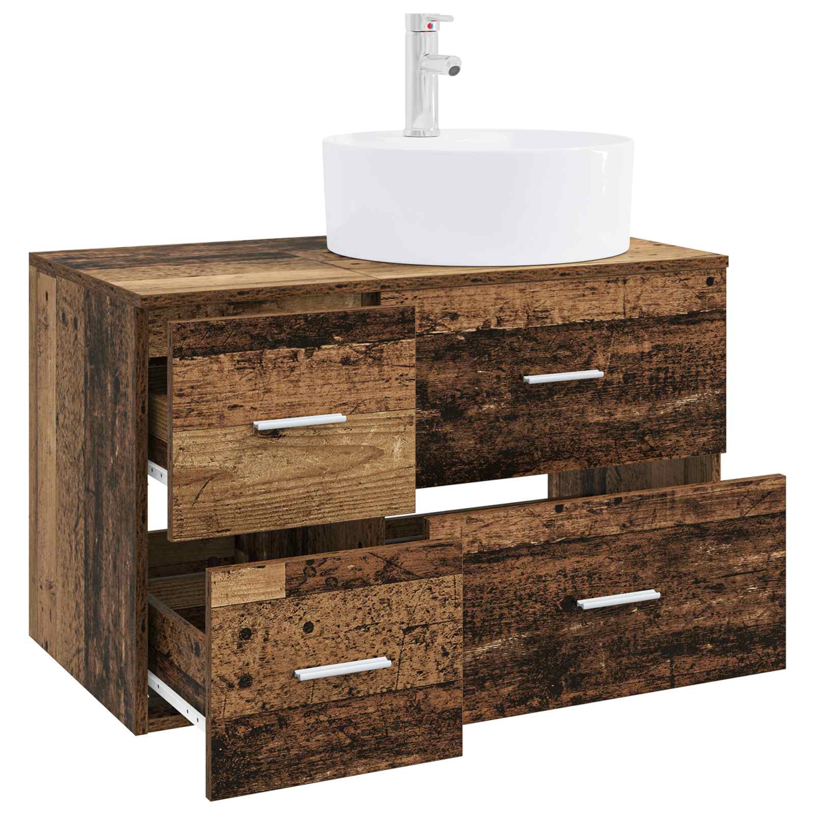 Badezimmermöbel-Set 2 stk. Altholz Holzwerkstoff