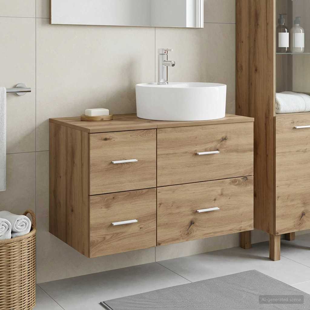 Badezimmermöbel-Set 2 Stk. Artisan-Eiche Holzwerkstoff
