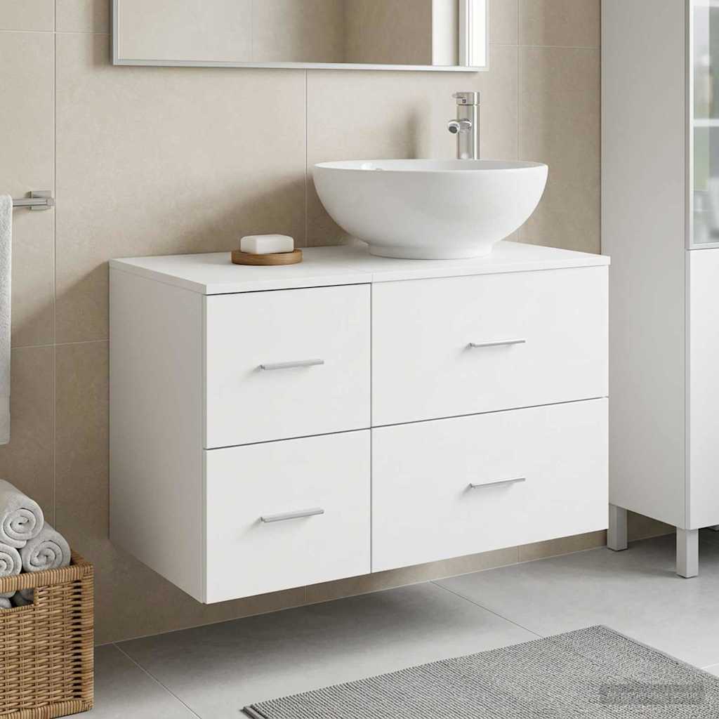 Badezimmermöbel-Set 2 stk. Weiß Holzwerkstoff