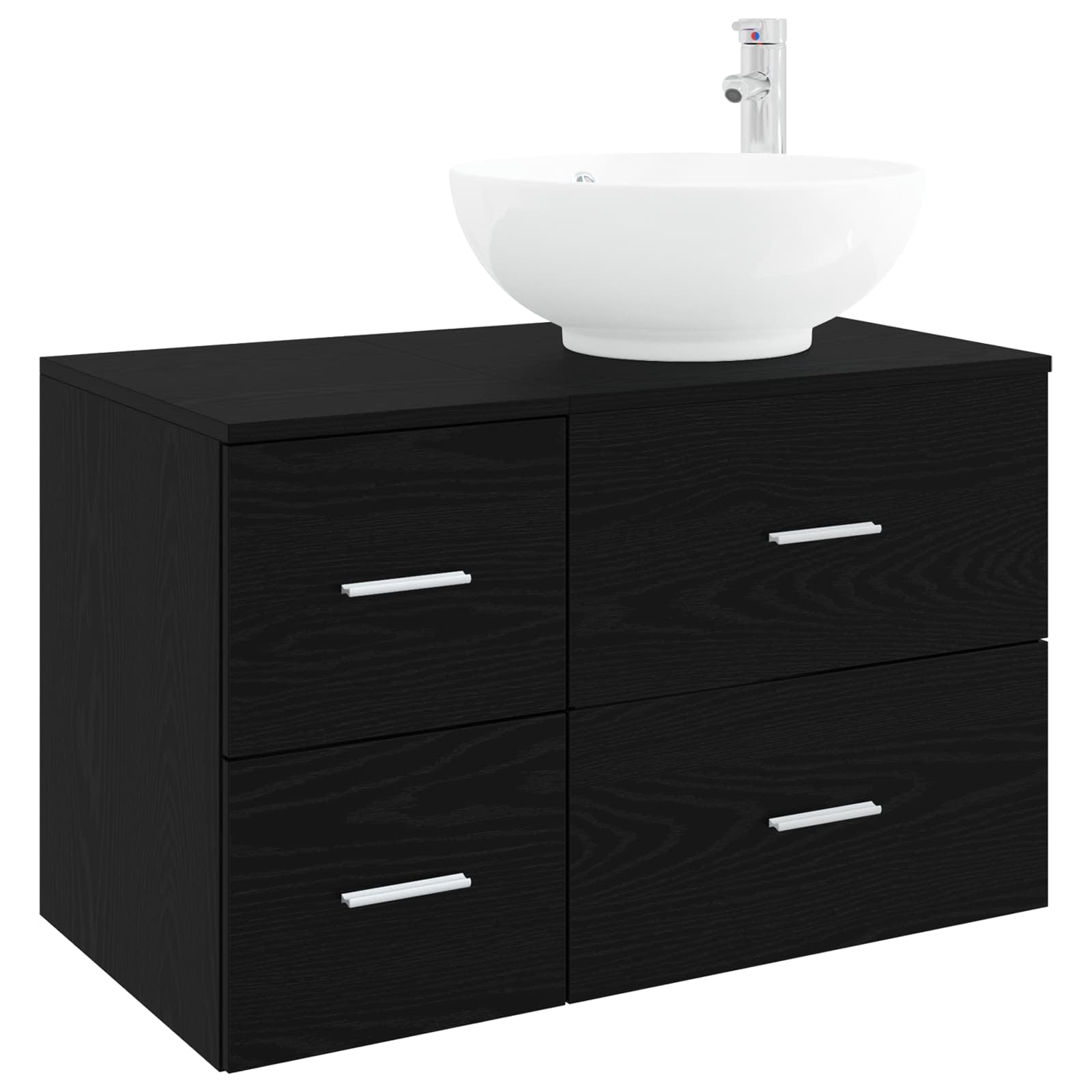 Badezimmermöbel-Set 2 stk. Schwarze Eiche Holzwerkstoff