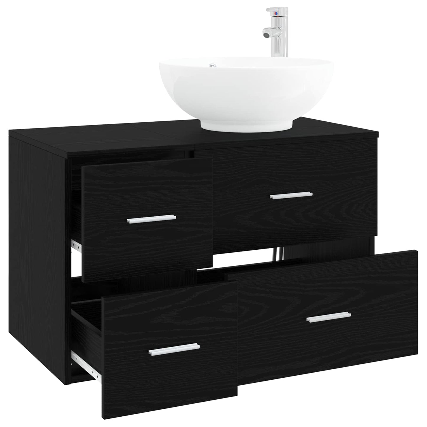 Badezimmermöbel-Set 2 stk. Schwarze Eiche Holzwerkstoff