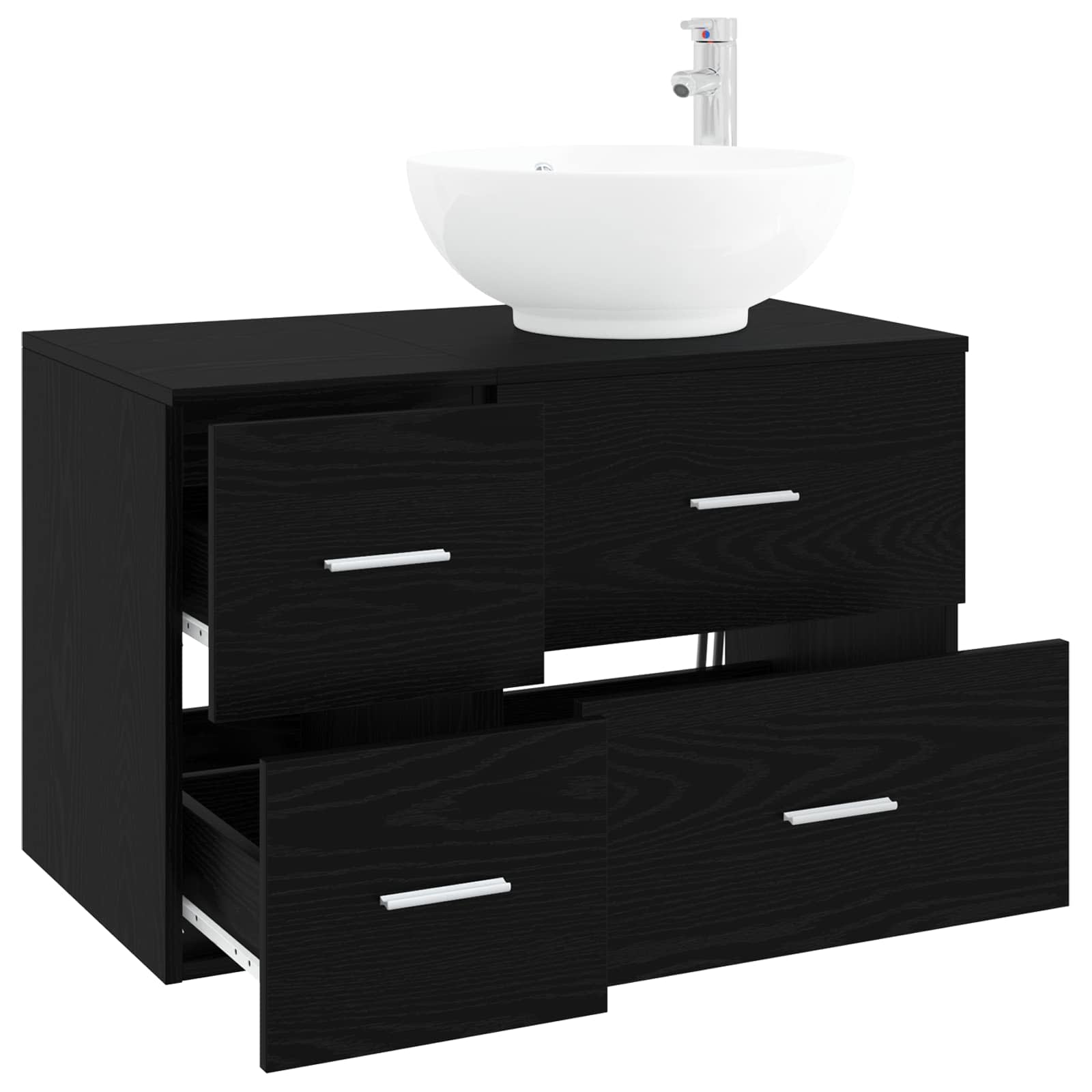 Badezimmermöbel-Set 2 stk. Schwarze Eiche Holzwerkstoff