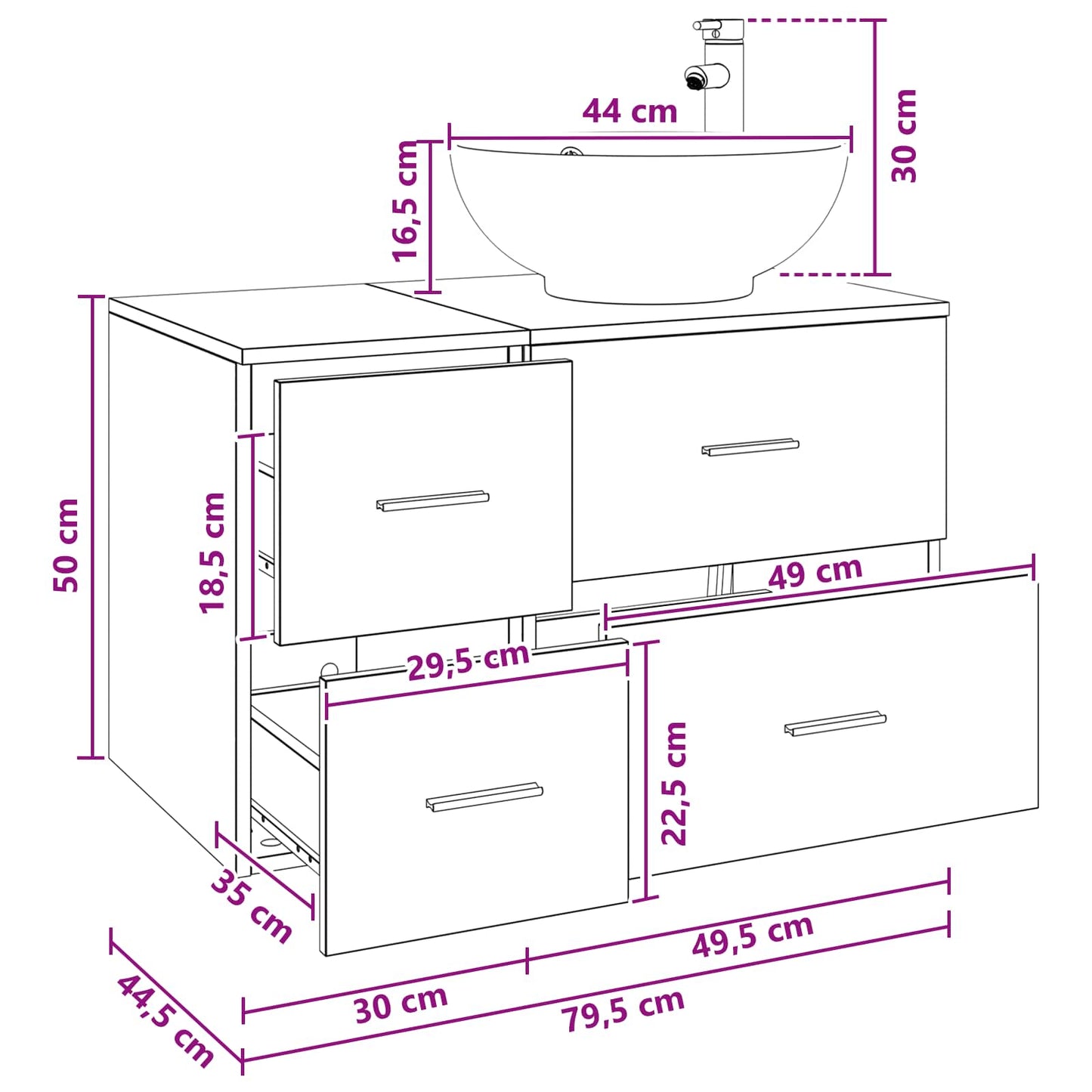 Badezimmermöbel-Set 2 stk. Schwarze Eiche Holzwerkstoff