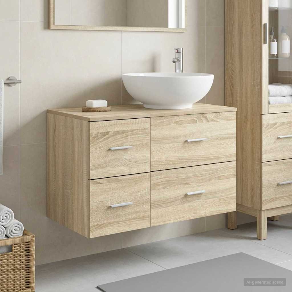 Badezimmermöbel-Set 2 stk. Sonoma-Eiche Holzwerkstoff