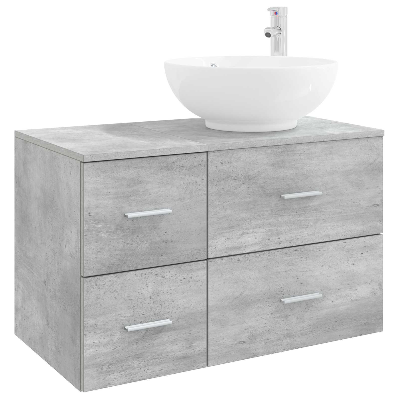 Badezimmermöbel-Set 2 stk. Betongrau Holzwerkstoff