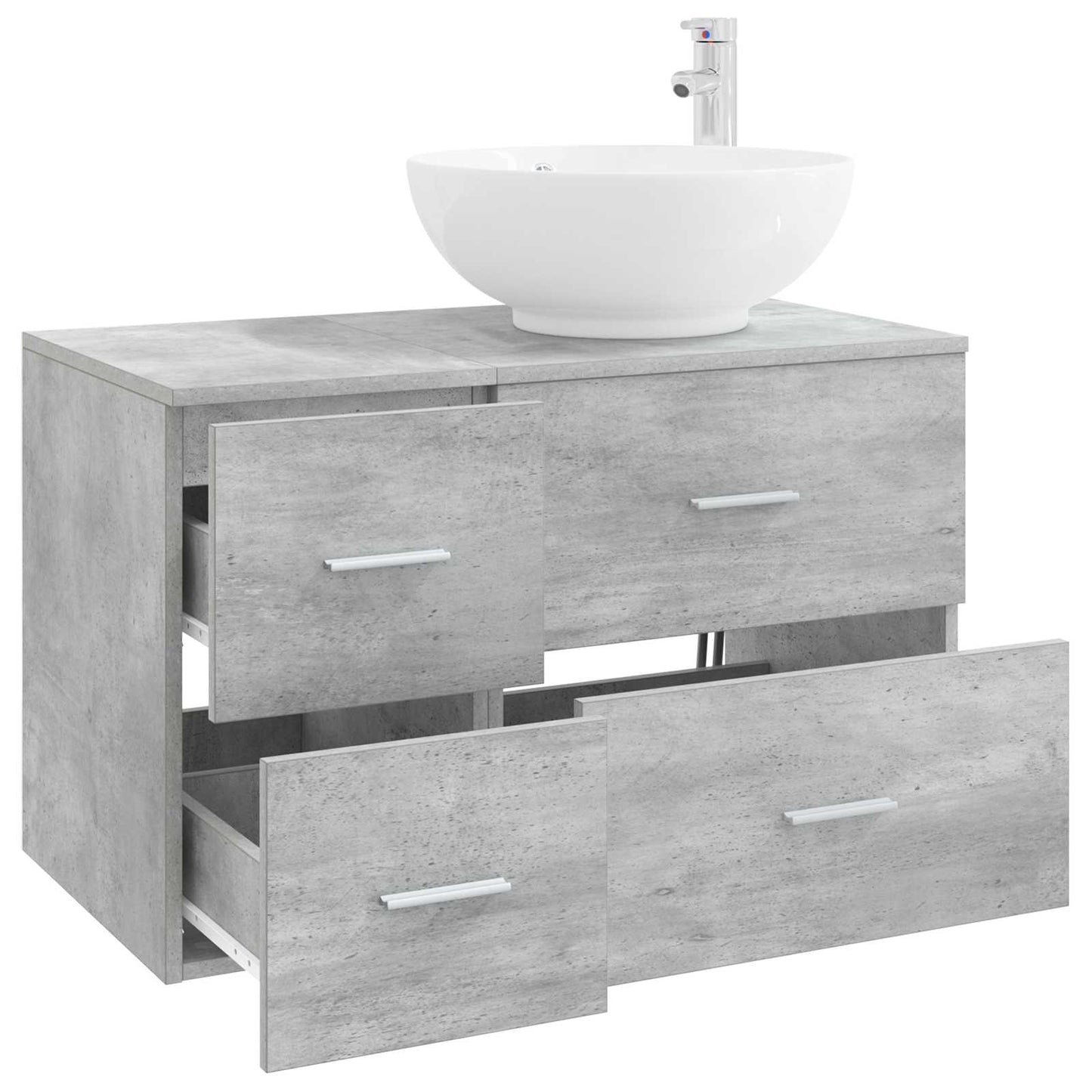 Badezimmermöbel-Set 2 stk. Betongrau Holzwerkstoff