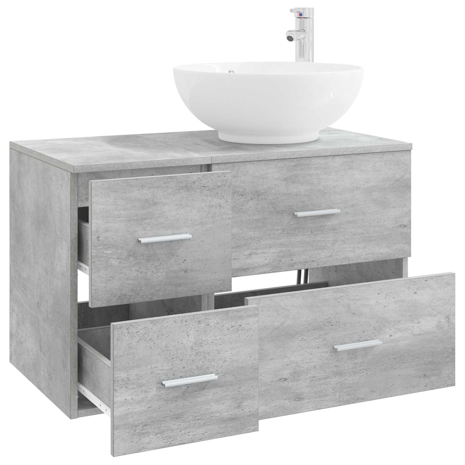 Badezimmermöbel-Set 2 stk. Betongrau Holzwerkstoff