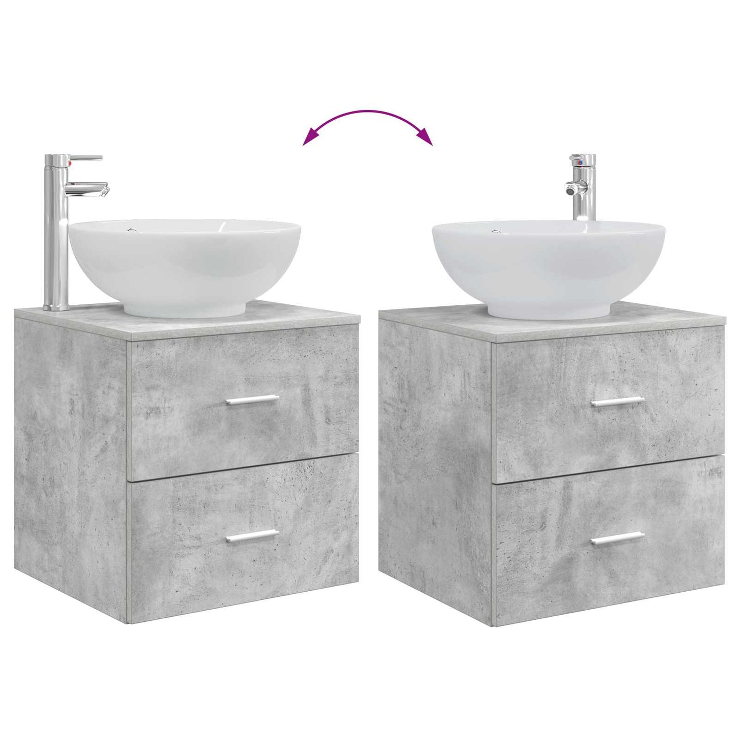 Badezimmermöbel-Set 2 stk. Betongrau Holzwerkstoff