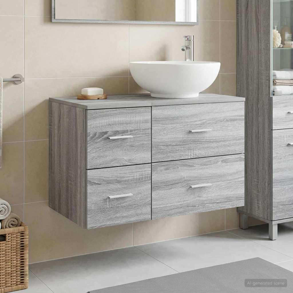 Badezimmermöbel-Set 2 stk. Grau Sonoma Holzwerkstoff