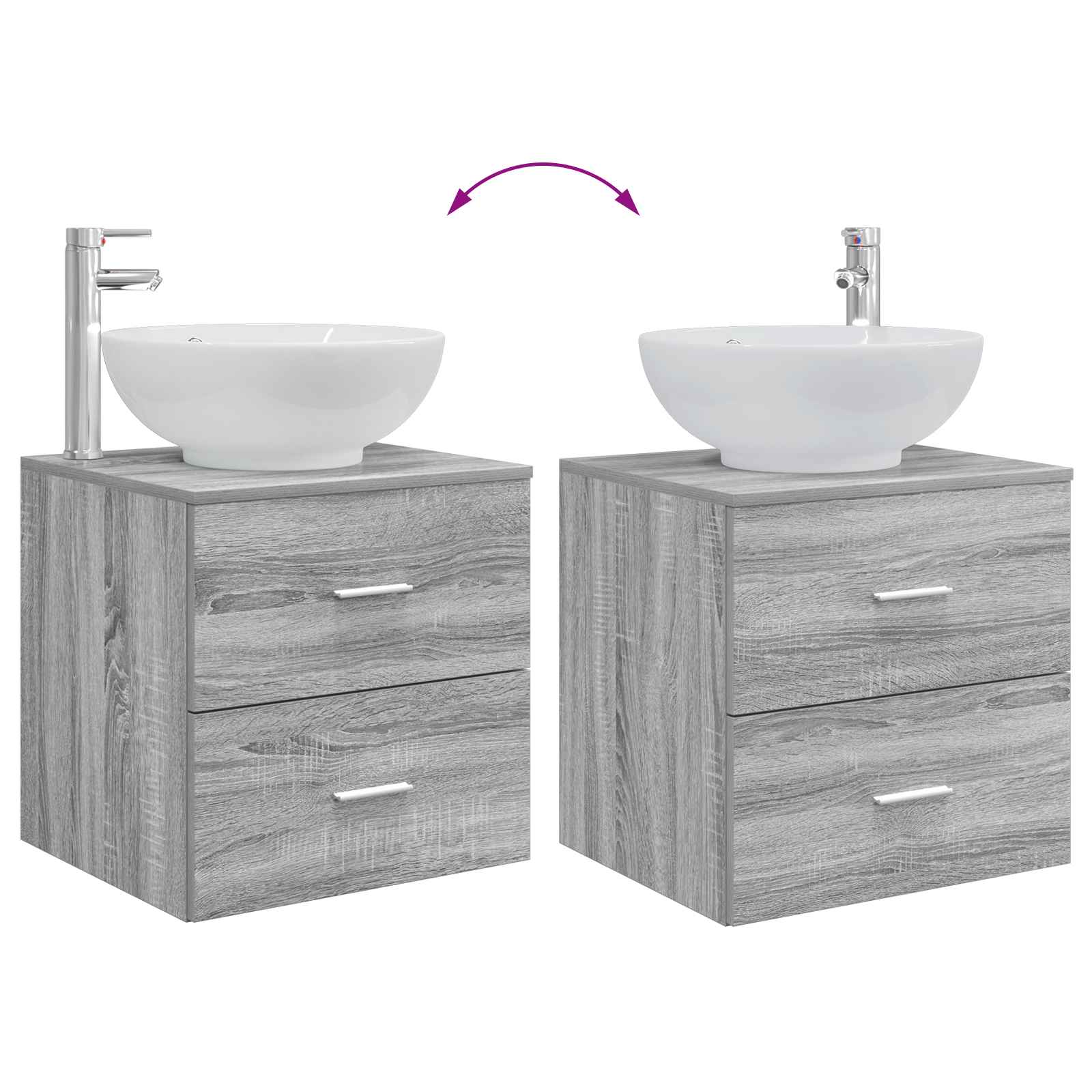 Badezimmermöbel-Set 2 stk. Grau Sonoma Holzwerkstoff