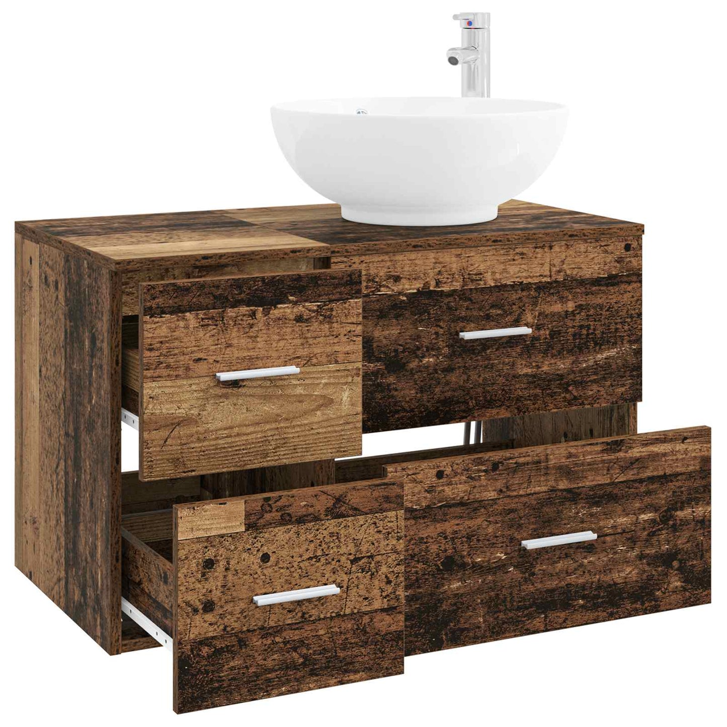 Badezimmermöbel-Set 2 stk. Altholz Holzwerkstoff