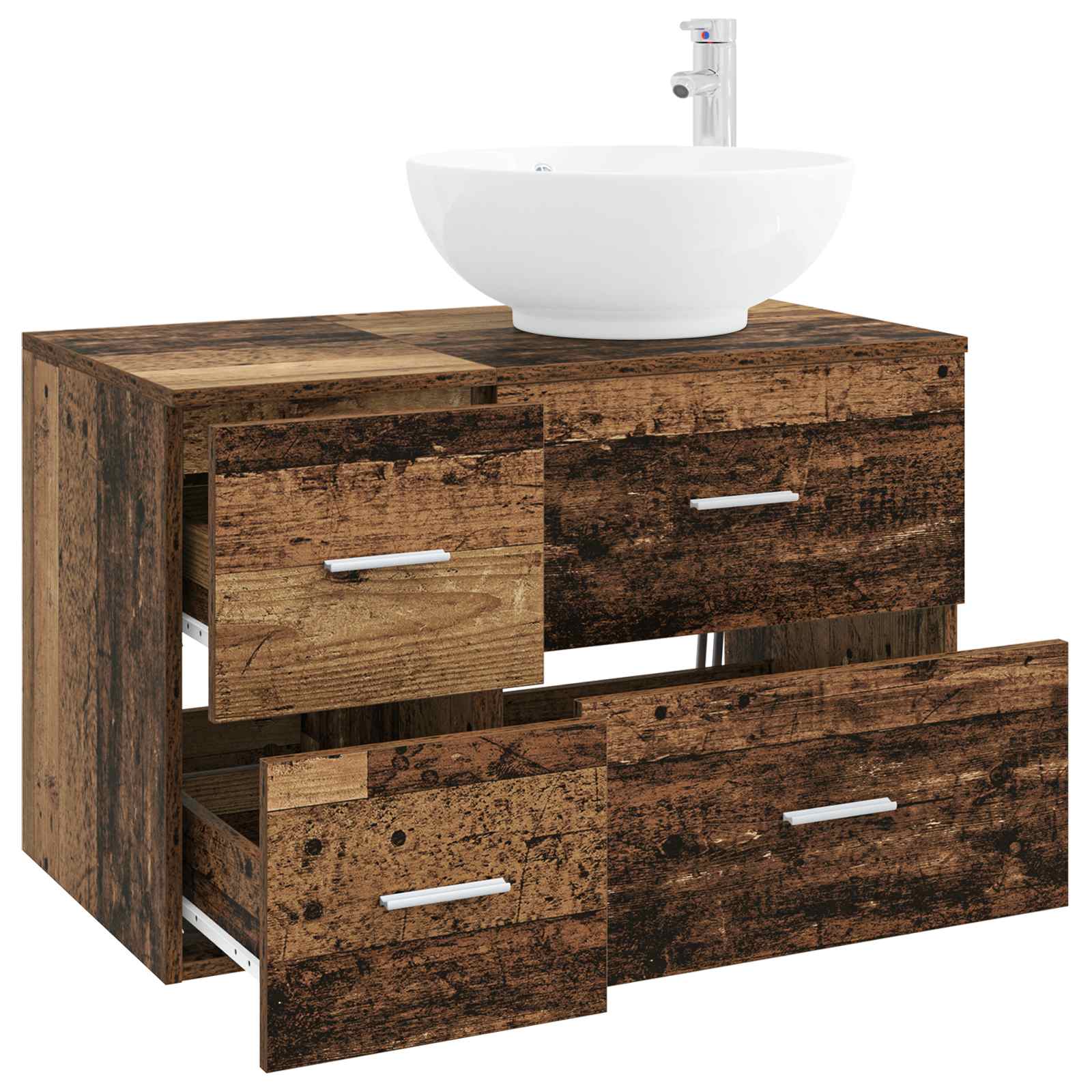Badezimmermöbel-Set 2 stk. Altholz Holzwerkstoff