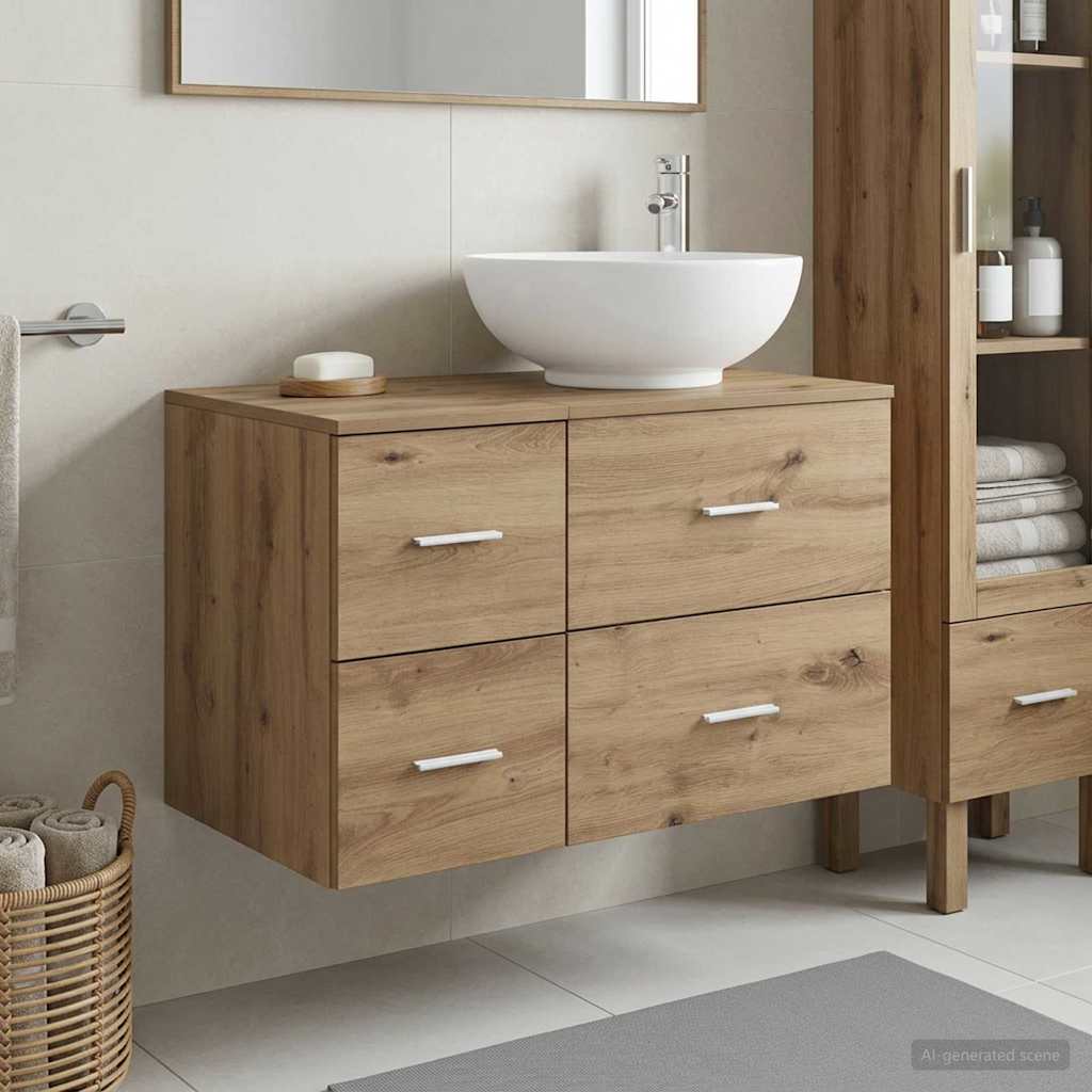 Badezimmermöbel-Set 2 Stk. Artisan-Eiche Holzwerkstoff