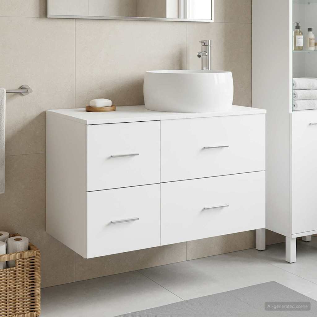 Badezimmermöbel-Set 2 stk. Weiß Holzwerkstoff
