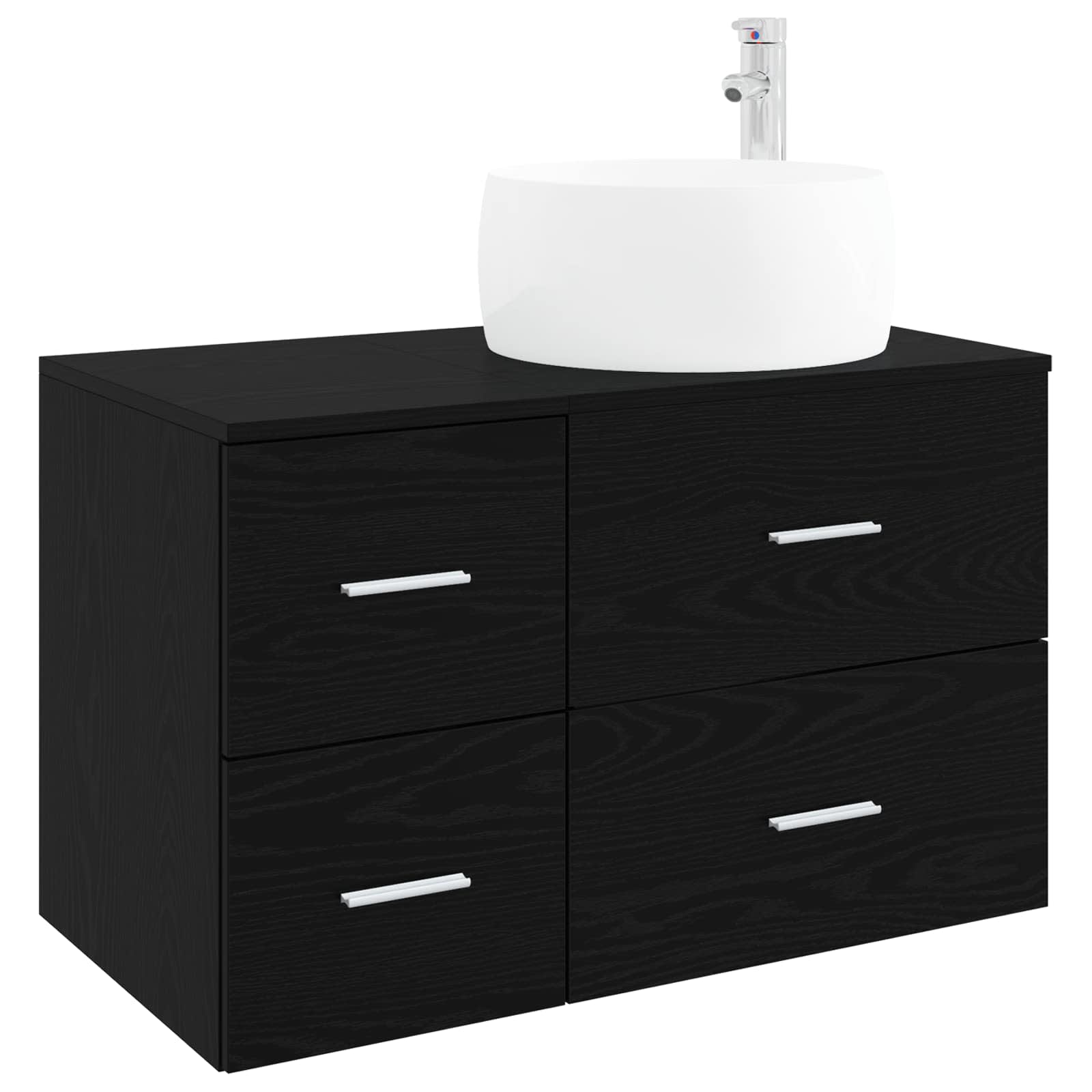 Badezimmermöbel-Set 2 stk. Schwarze Eiche Holzwerkstoff