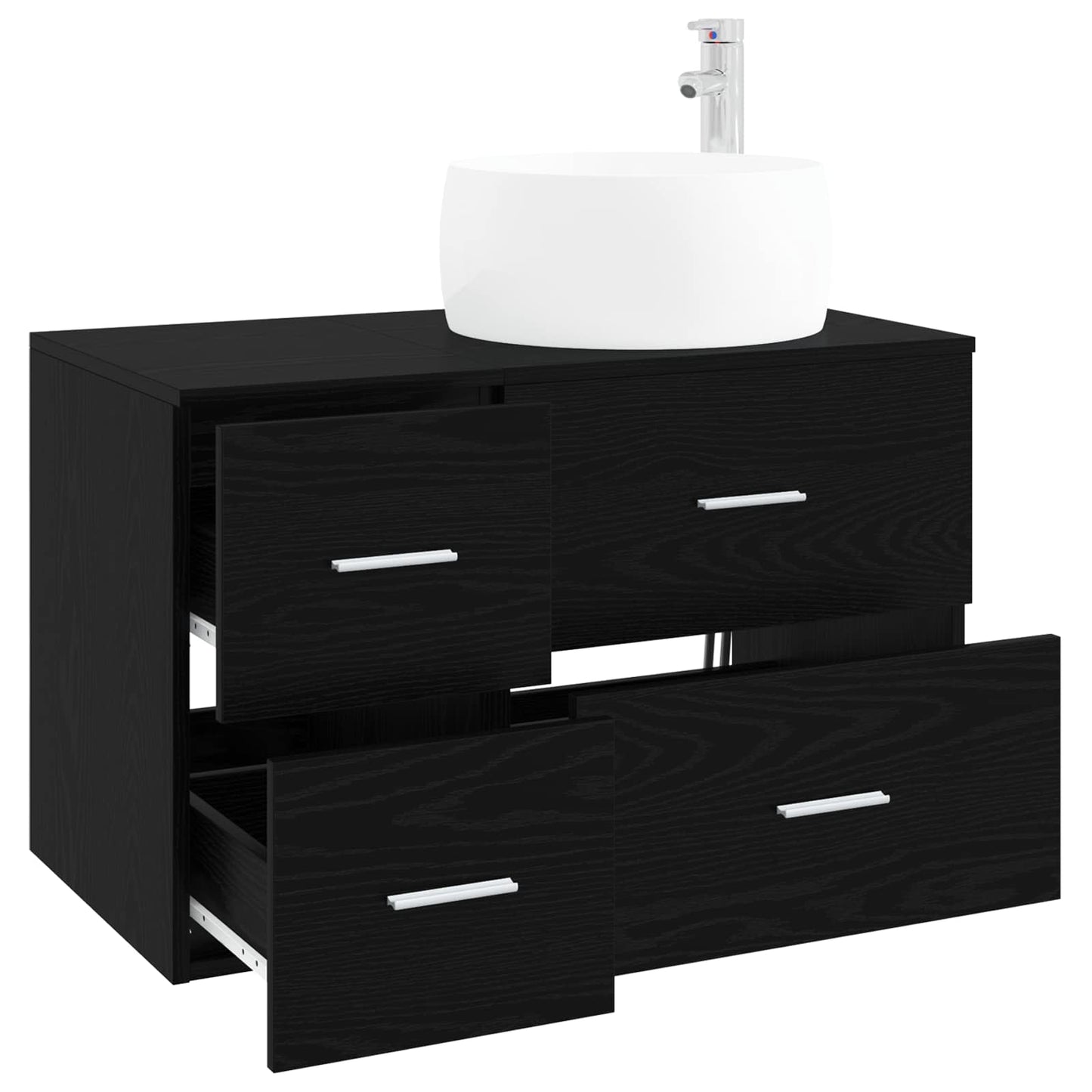 Badezimmermöbel-Set 2 stk. Schwarze Eiche Holzwerkstoff
