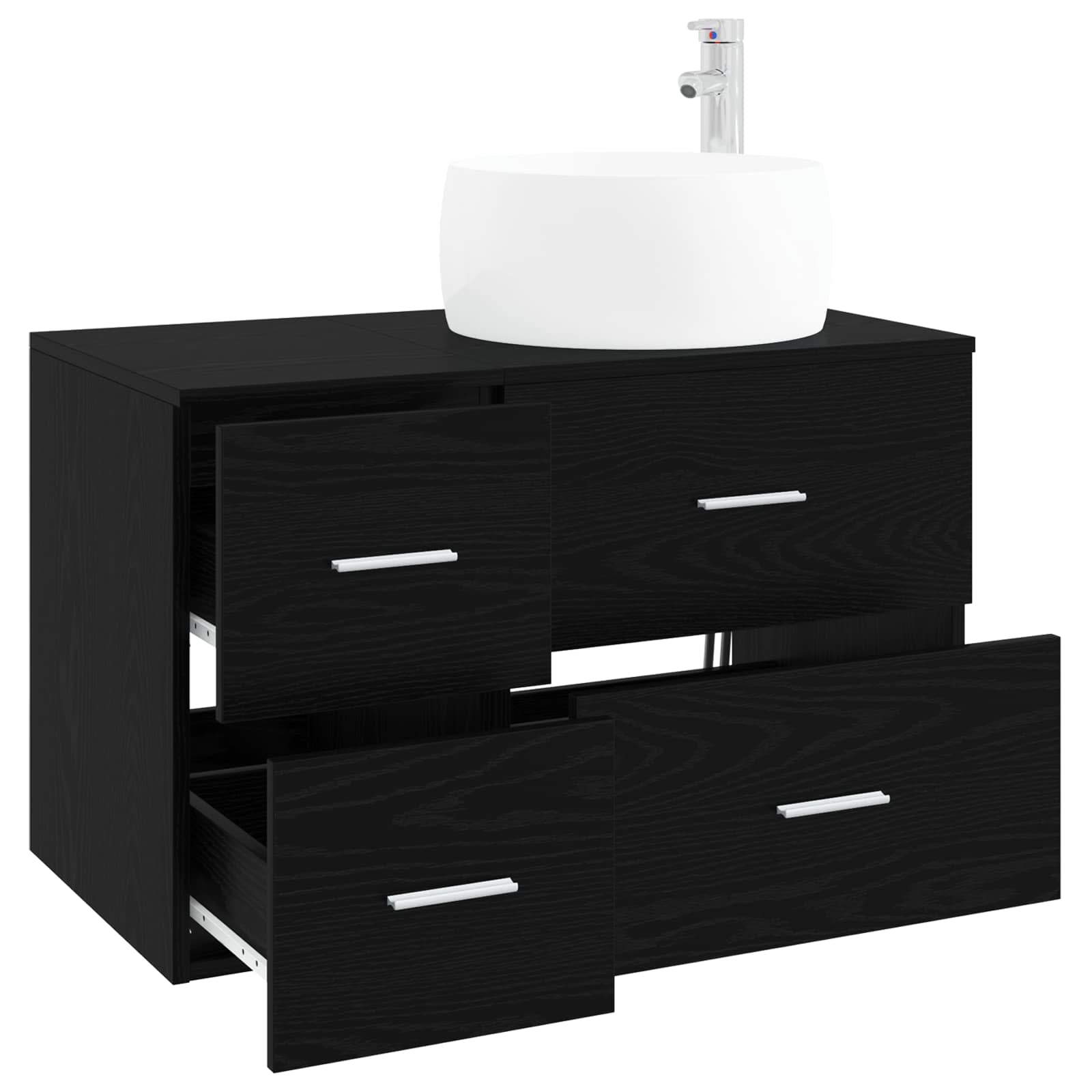 Badezimmermöbel-Set 2 stk. Schwarze Eiche Holzwerkstoff