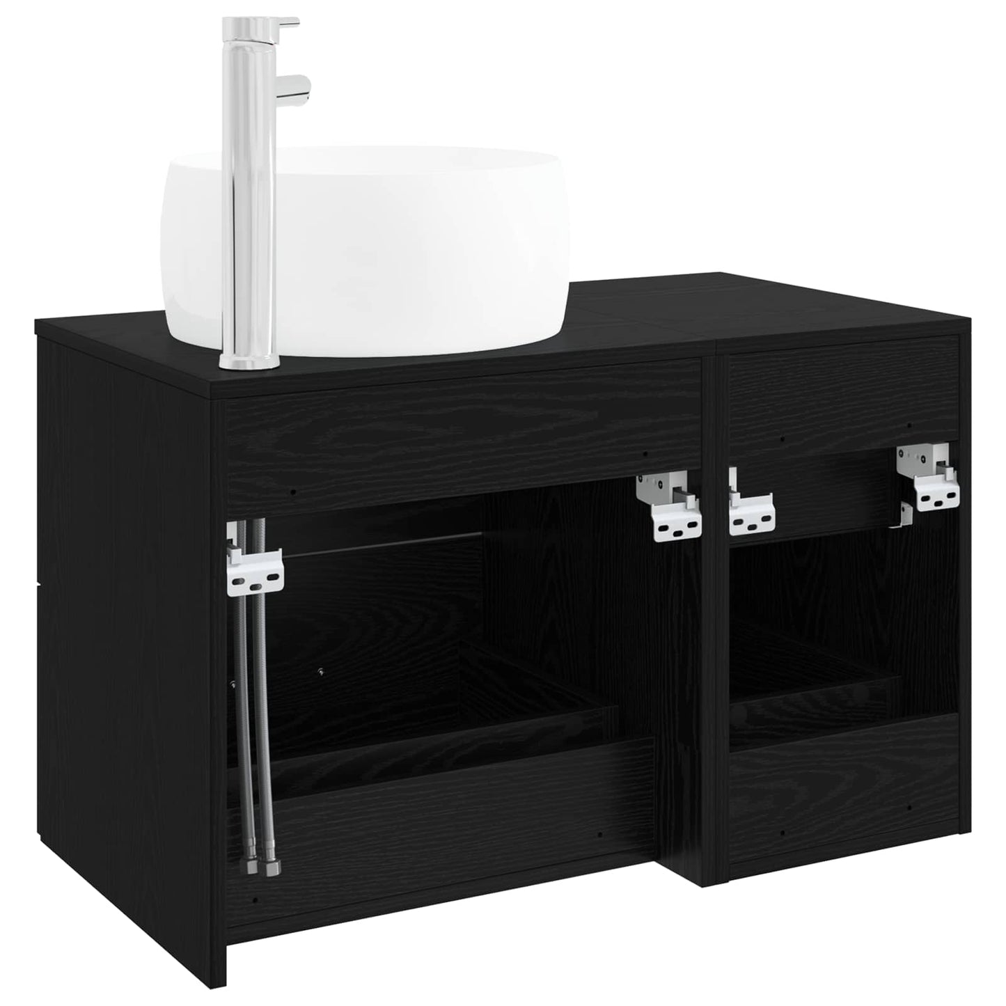 Badezimmermöbel-Set 2 stk. Schwarze Eiche Holzwerkstoff