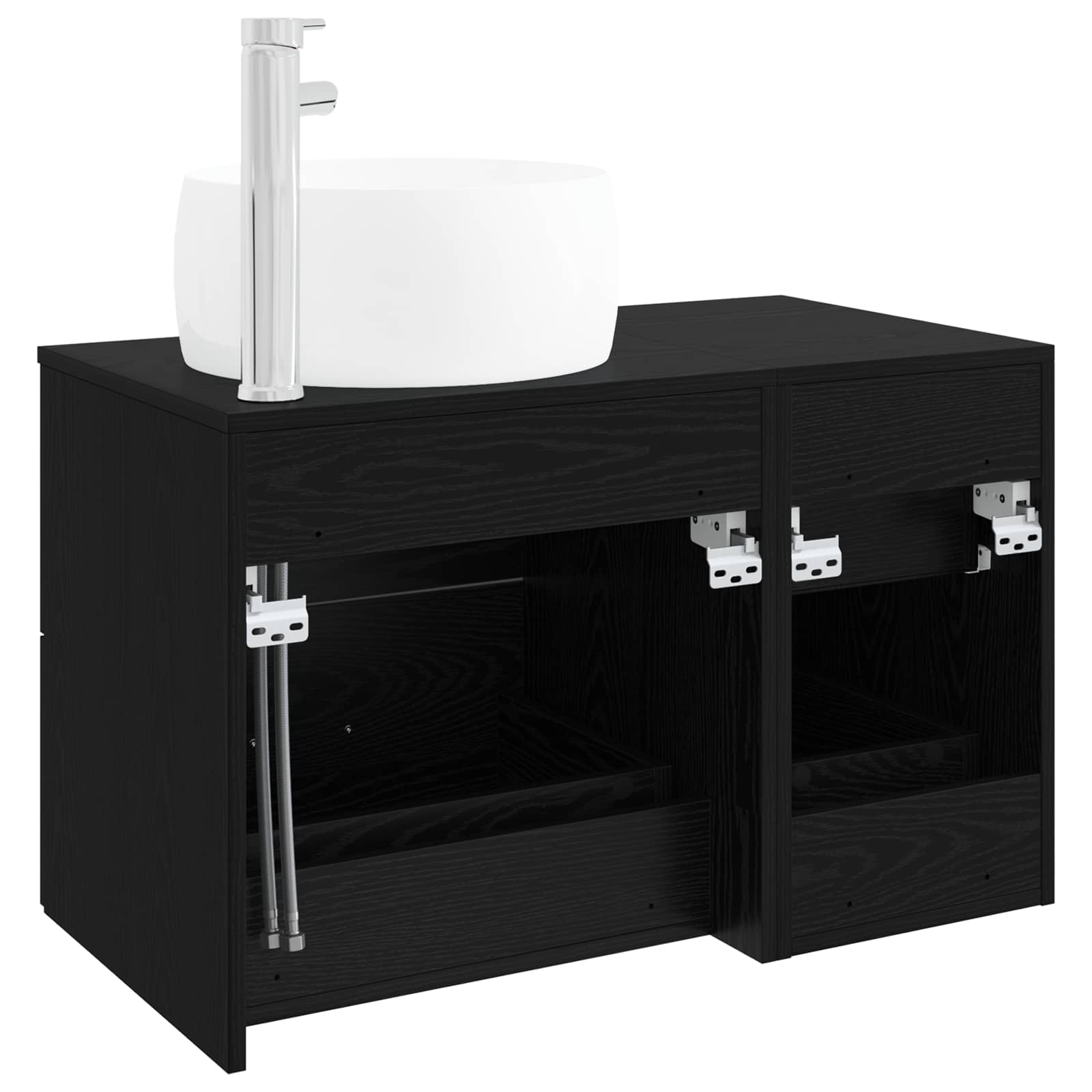 Badezimmermöbel-Set 2 stk. Schwarze Eiche Holzwerkstoff