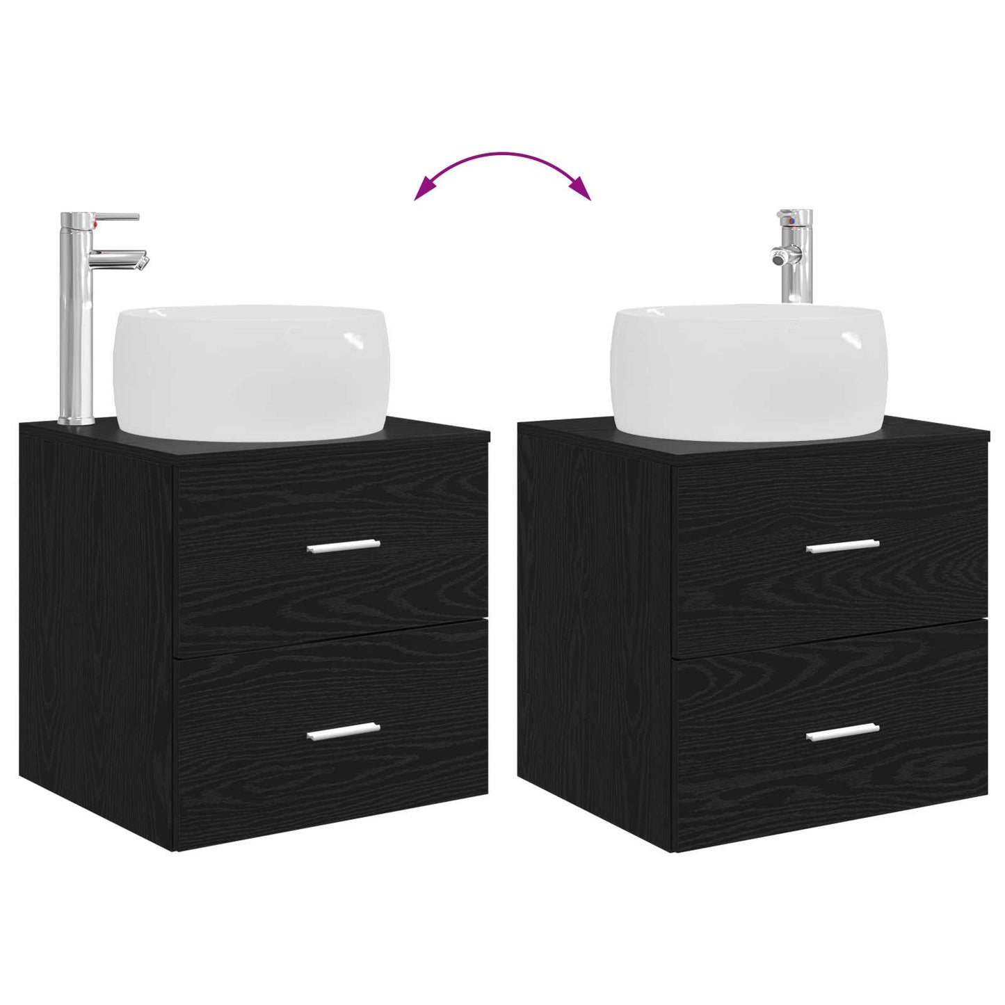 Badezimmermöbel-Set 2 stk. Schwarze Eiche Holzwerkstoff