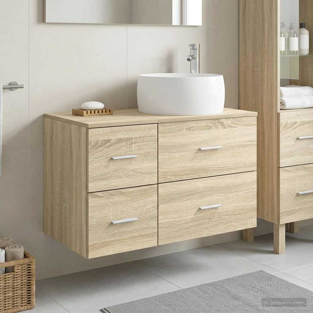 Badezimmermöbel-Set 2 stk. Sonoma-Eiche Holzwerkstoff