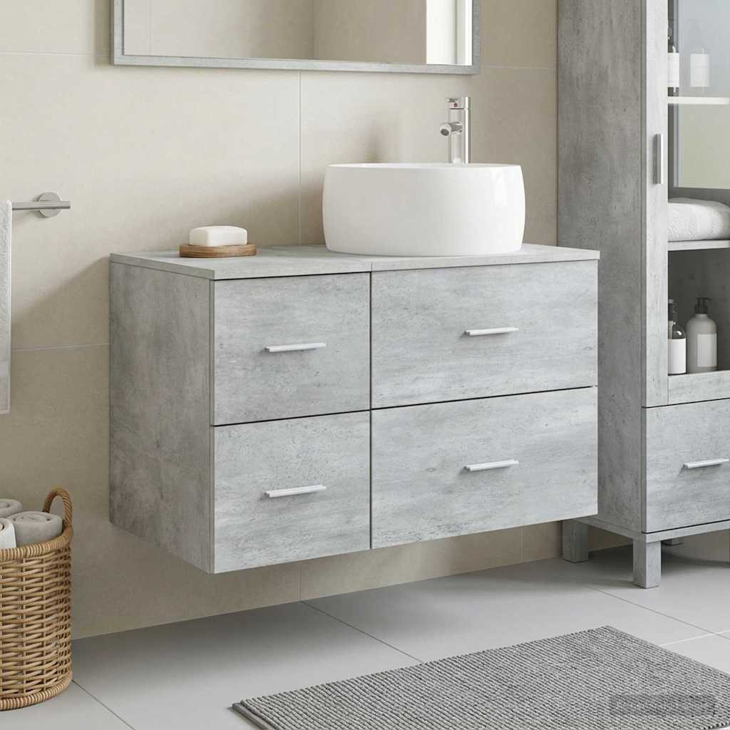Badezimmermöbel-Set 2 stk. Betongrau Holzwerkstoff