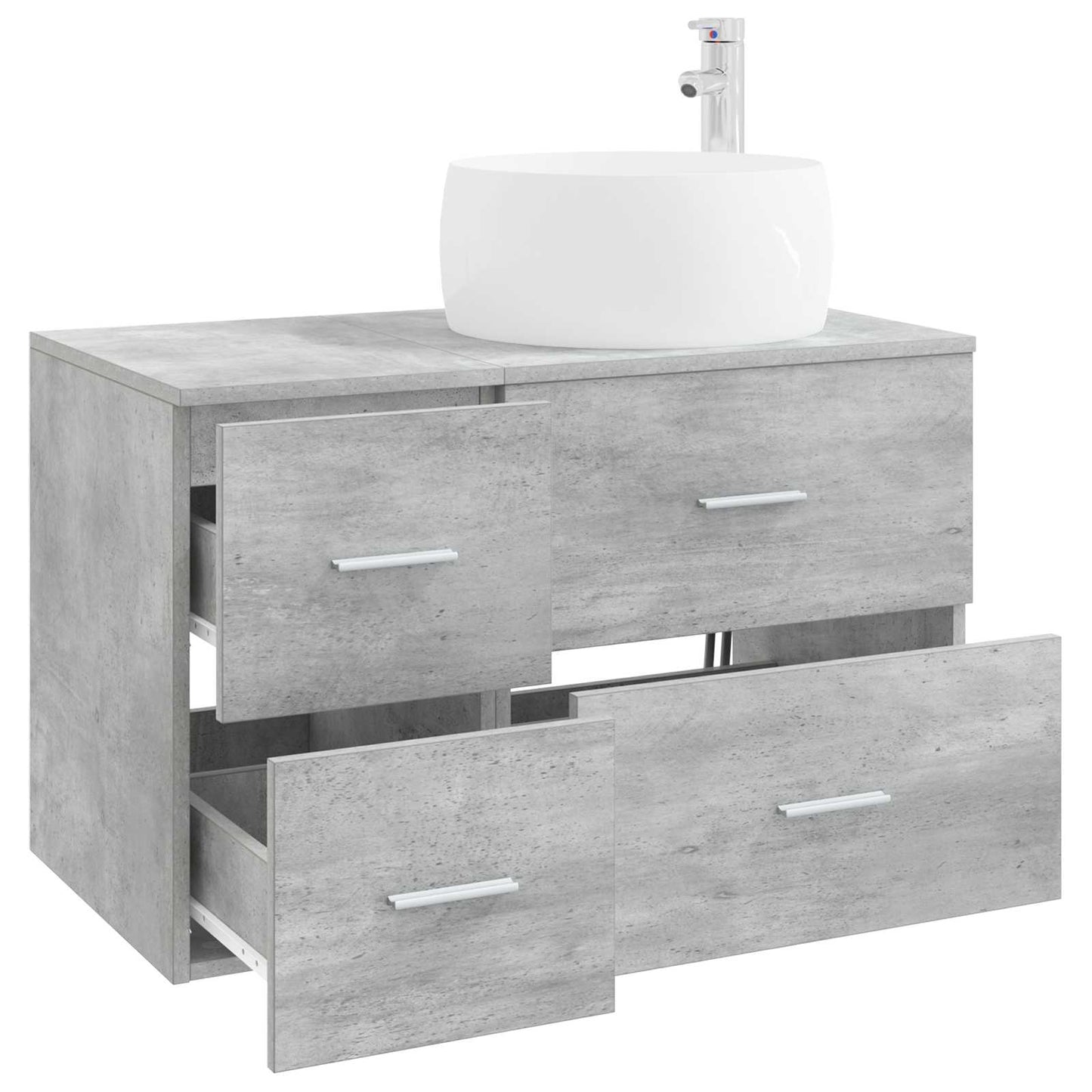 Badezimmermöbel-Set 2 stk. Betongrau Holzwerkstoff