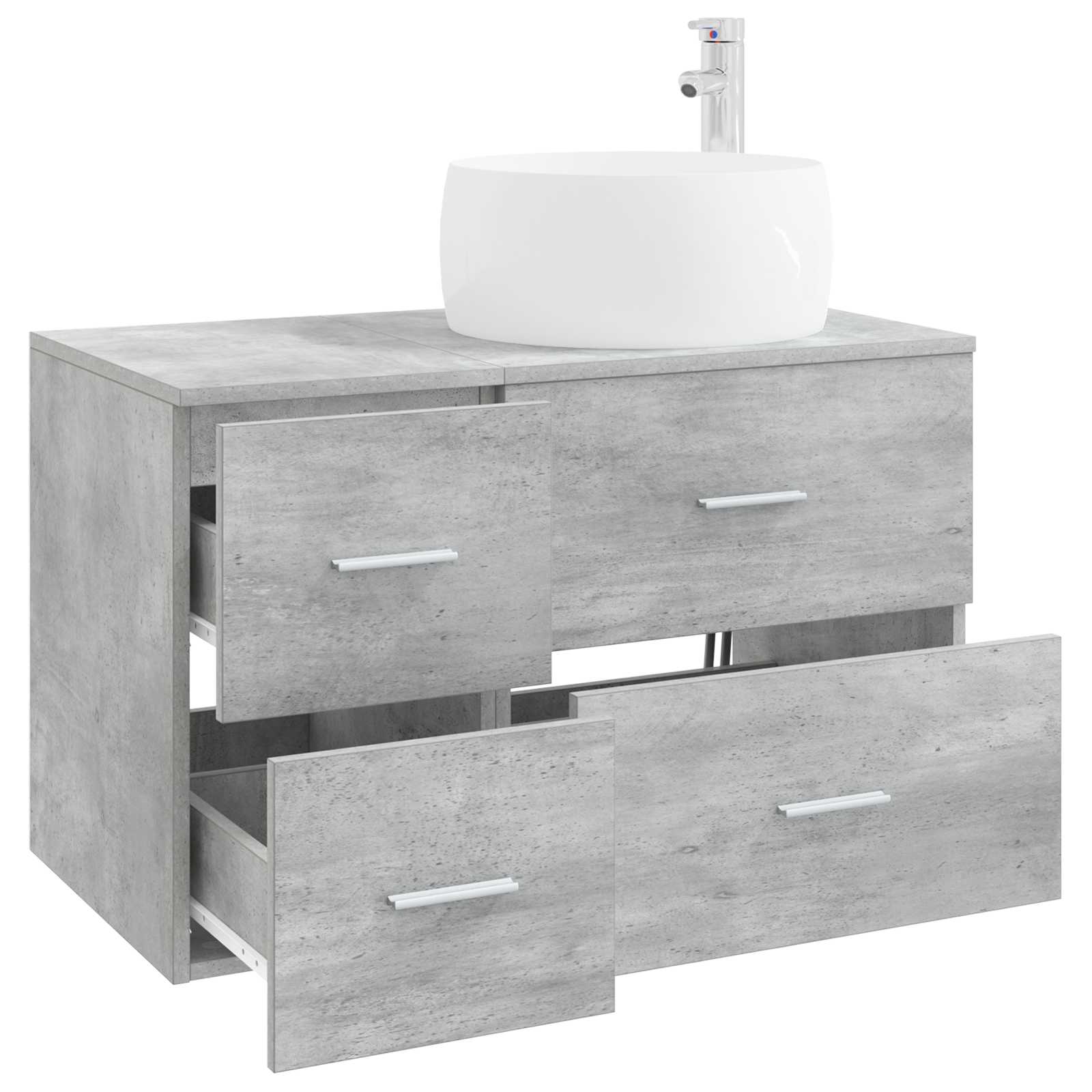 Badezimmermöbel-Set 2 stk. Betongrau Holzwerkstoff