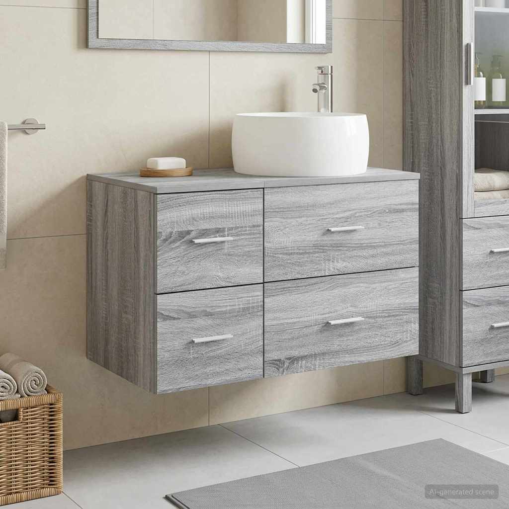 Badezimmermöbel-Set 2 stk. Grau Sonoma Holzwerkstoff