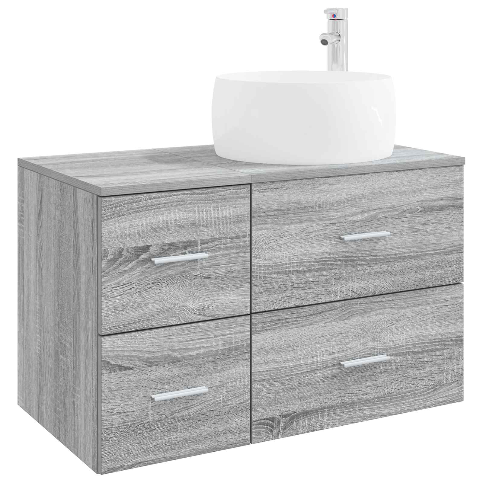 Badezimmermöbel-Set 2 stk. Grau Sonoma Holzwerkstoff