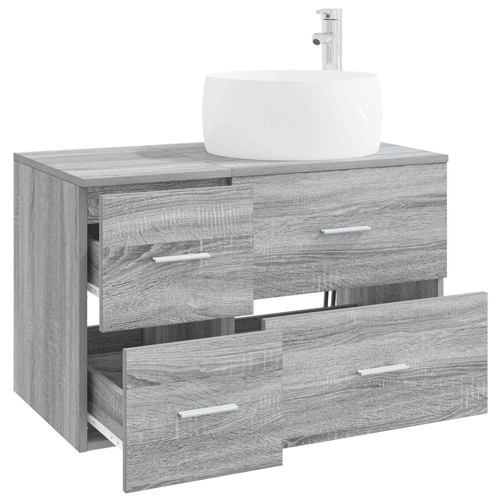 Badezimmermöbel-Set 2 stk. Grau Sonoma Holzwerkstoff