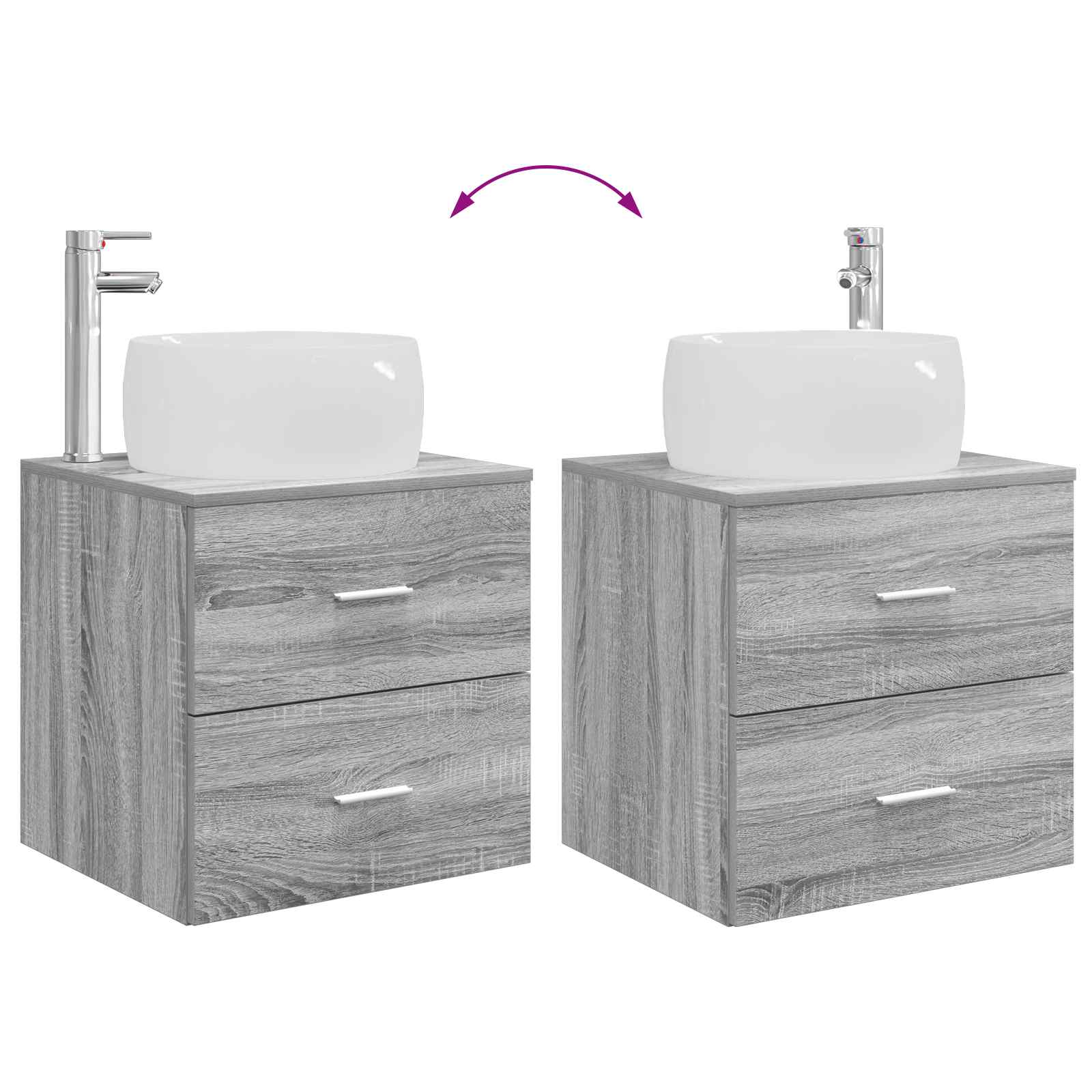 Badezimmermöbel-Set 2 stk. Grau Sonoma Holzwerkstoff