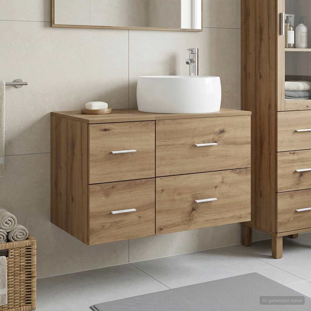 Badezimmermöbel-Set 2 Stk. Artisan-Eiche Holzwerkstoff