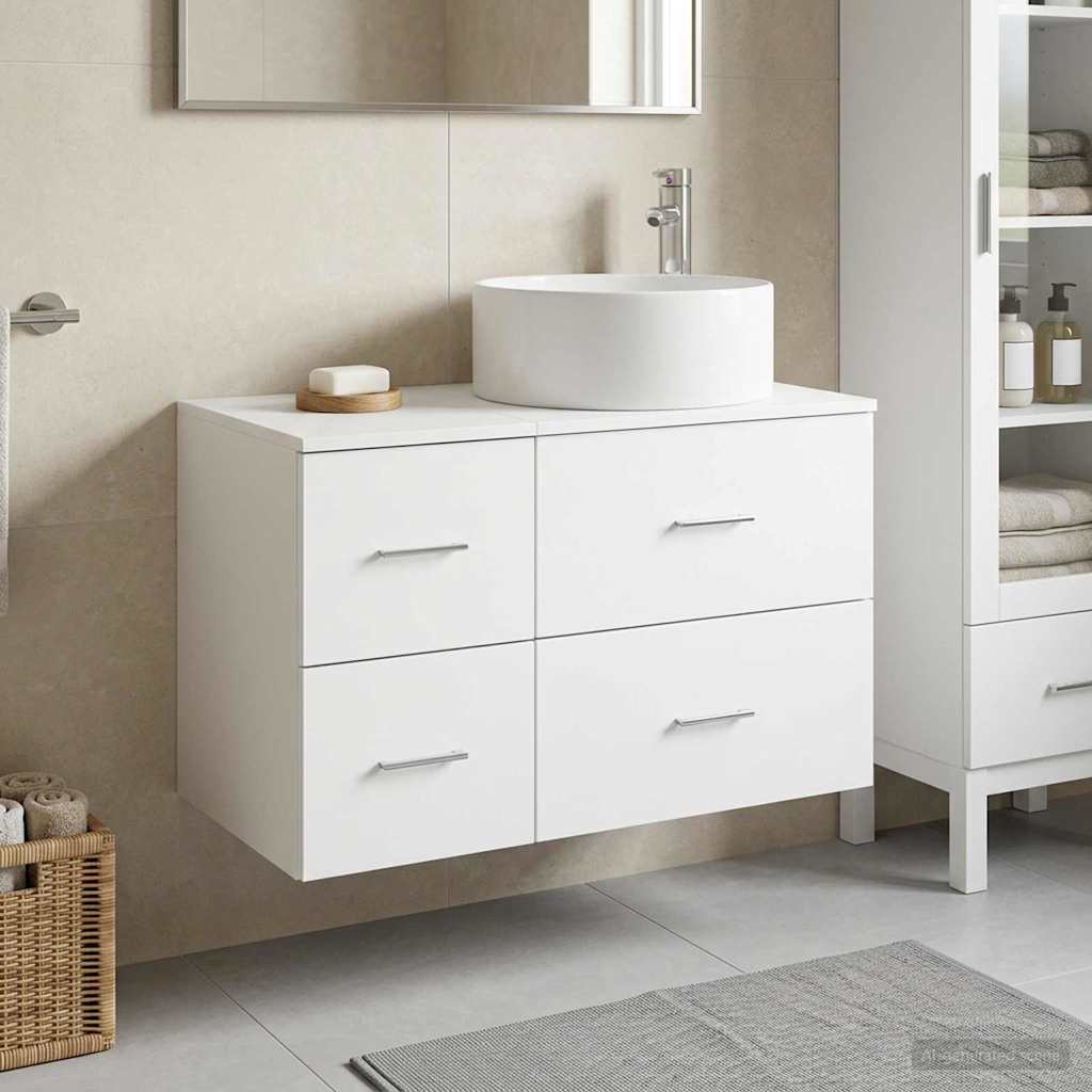 Badezimmermöbel-Set 2 stk. Weiß Holzwerkstoff